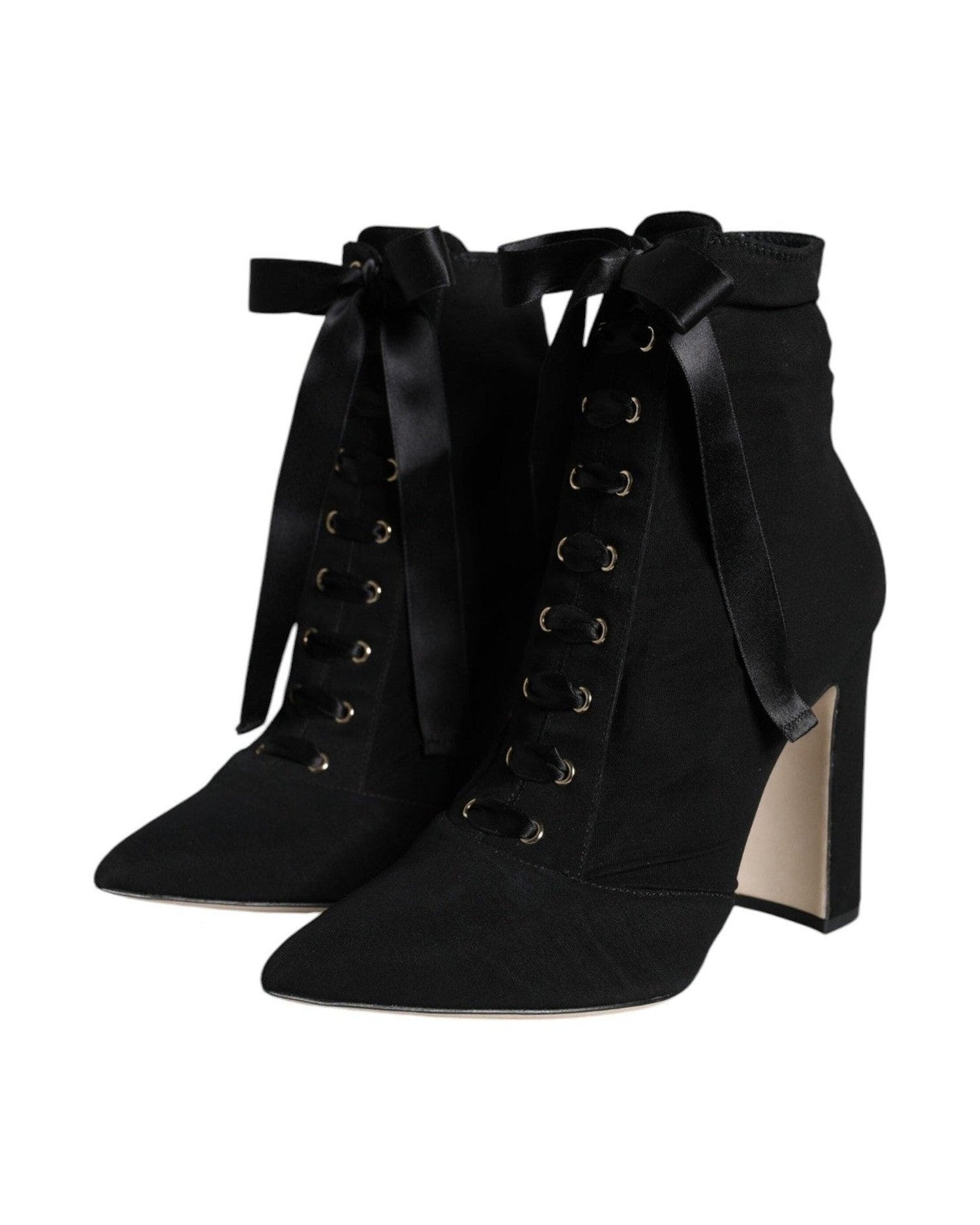 Dolce & Gabbana Black Jersey Stretch Ankle Booties Shoes Boots