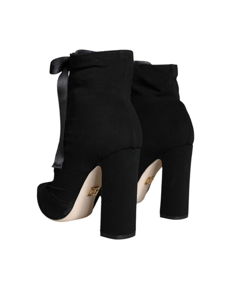 Dolce & Gabbana Black Jersey Stretch Ankle Booties Shoes Glam Steals