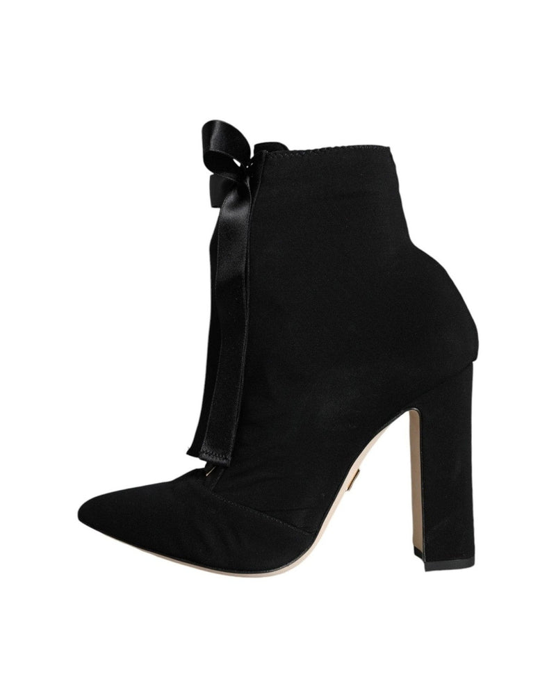Dolce & Gabbana Black Jersey Stretch Ankle Booties Shoes Glam Steals