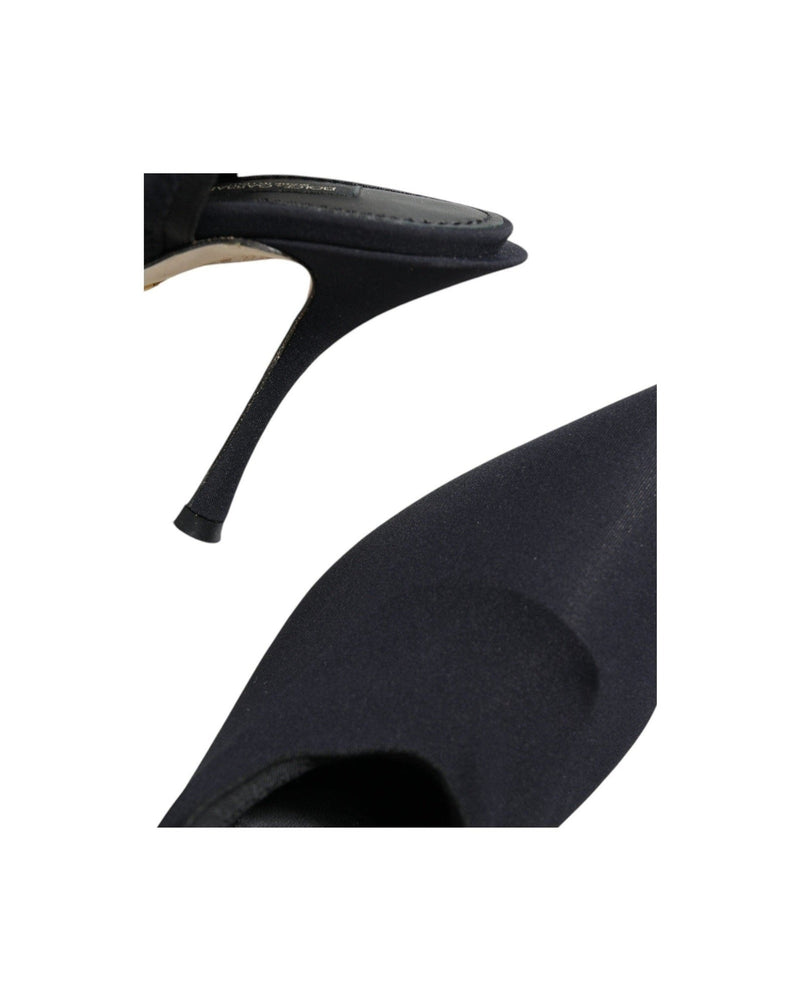 Dolce & Gabbana Black Jersey Stretch Heels Slingback Shoes Heels