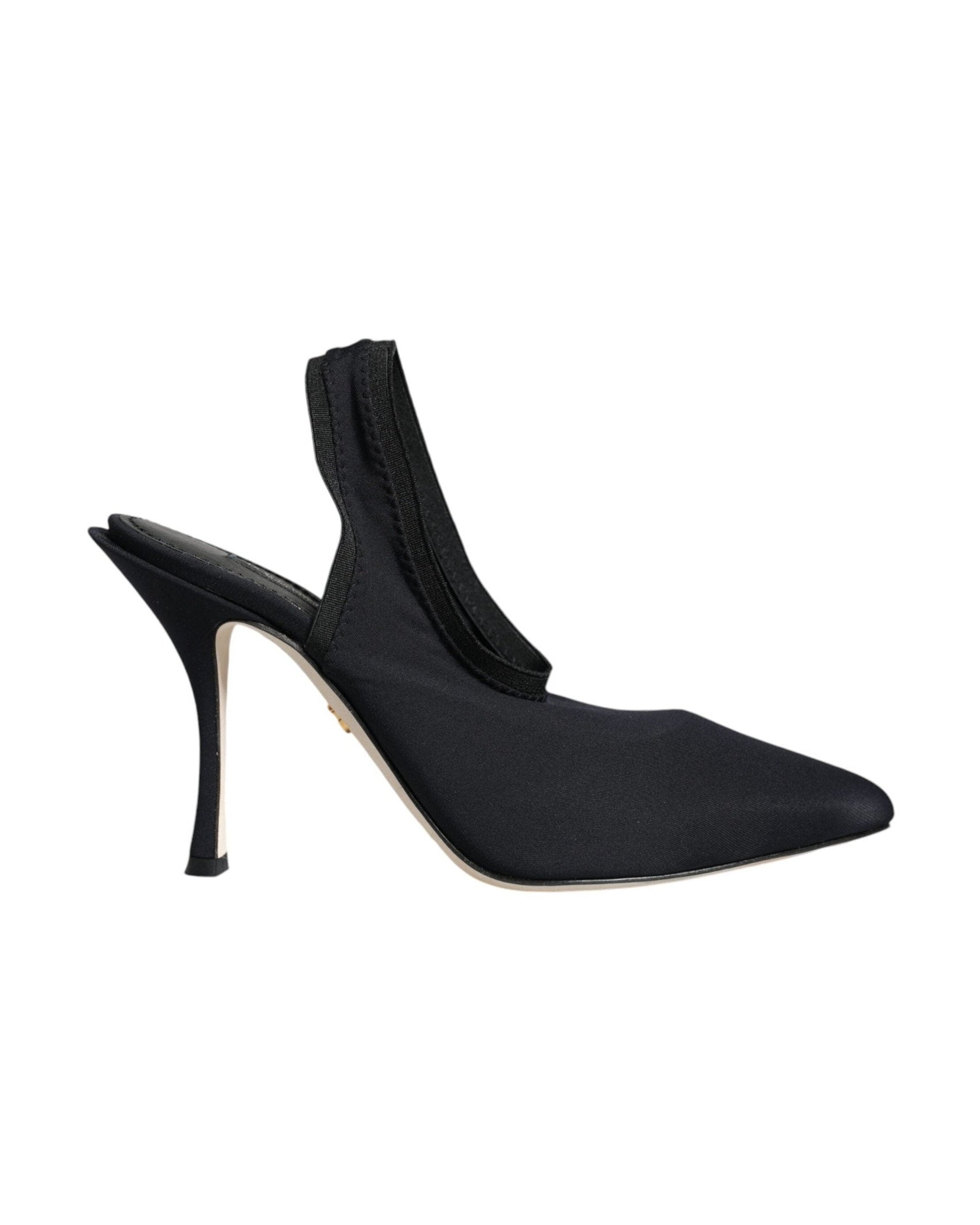 Dolce & Gabbana Black Jersey Stretch Heels Slingback Shoes Glam Steals