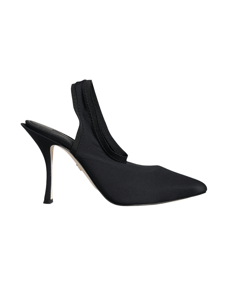 Dolce & Gabbana Black Jersey Stretch Heels Slingback Shoes Glam Steals