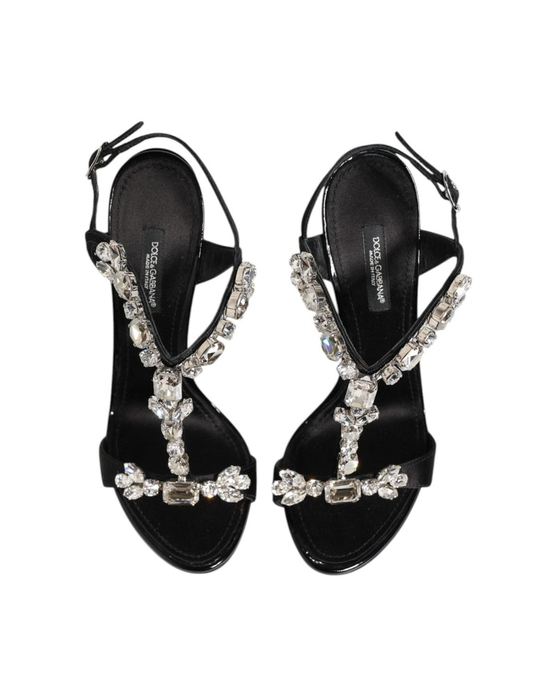 Dolce & Gabbana Black Keira Crystals Heels Sandals Shoes Heels