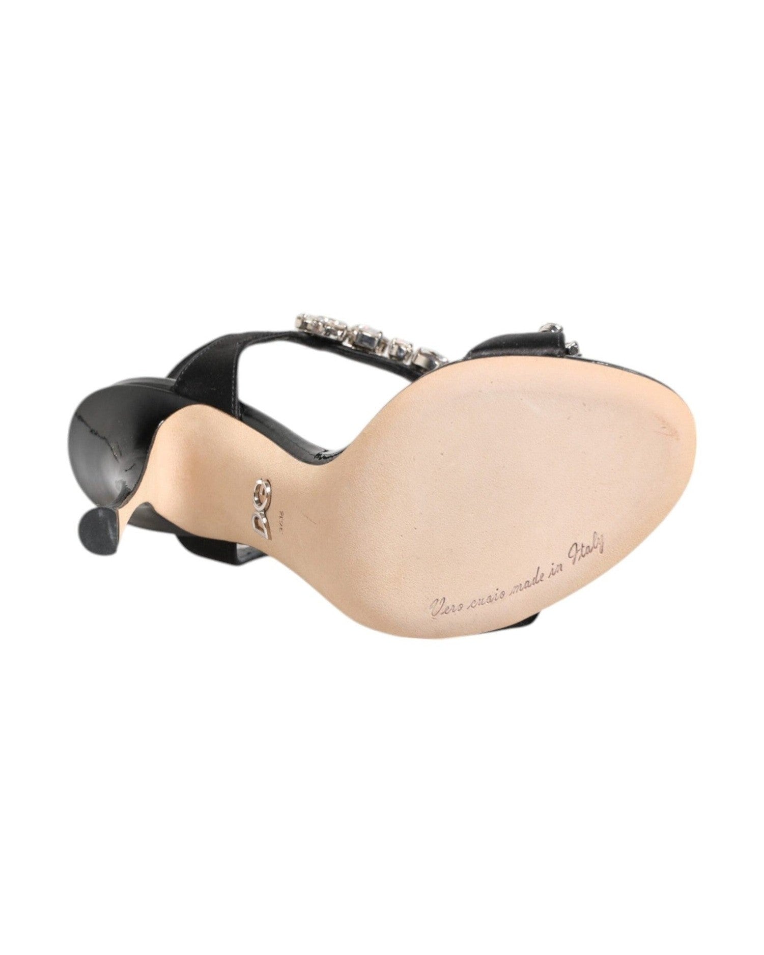 Dolce & Gabbana Black Keira Crystals Heels Sandals Shoes Glam Steals