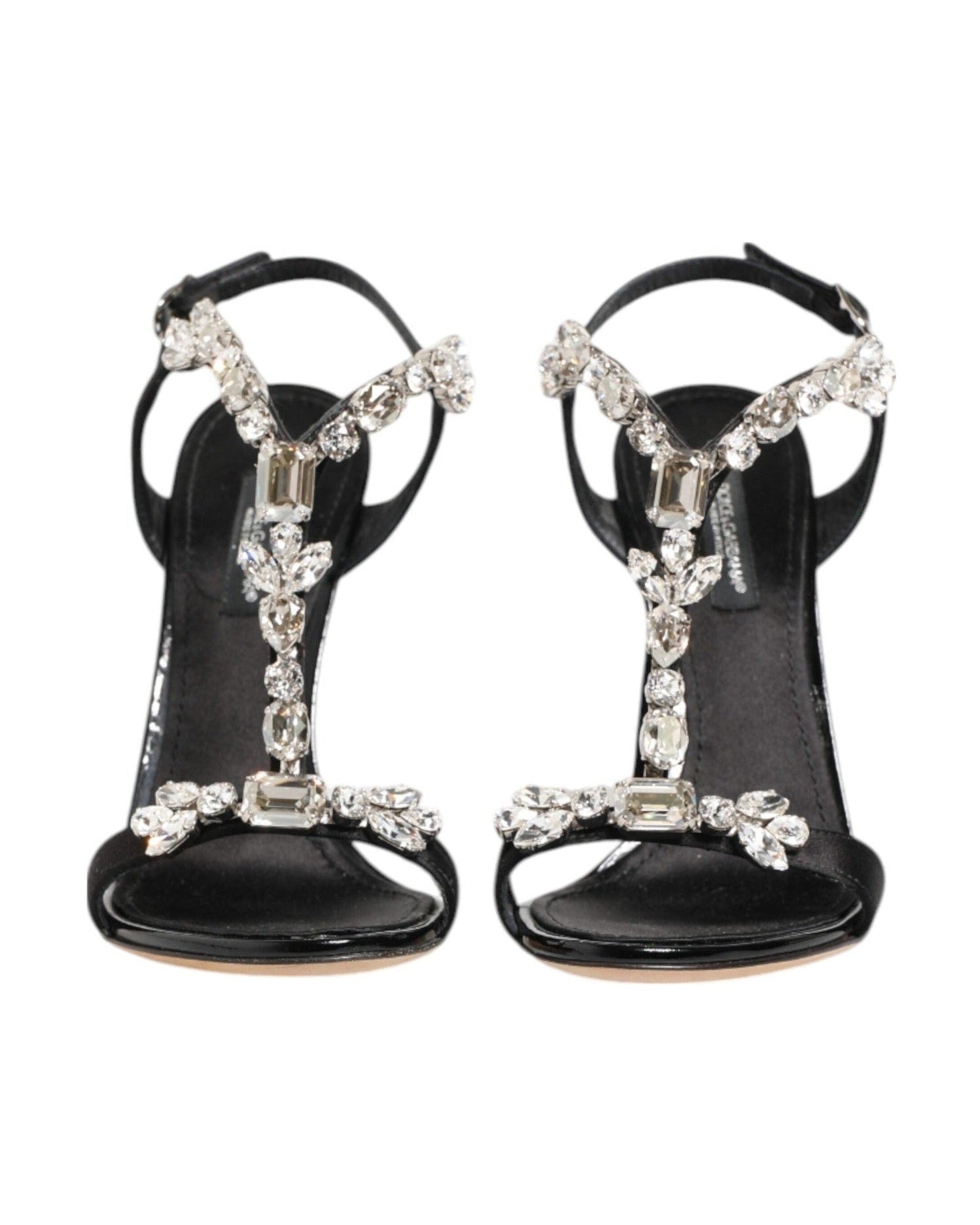 Dolce & Gabbana Black Keira Crystals Heels Sandals Shoes Glam Steals