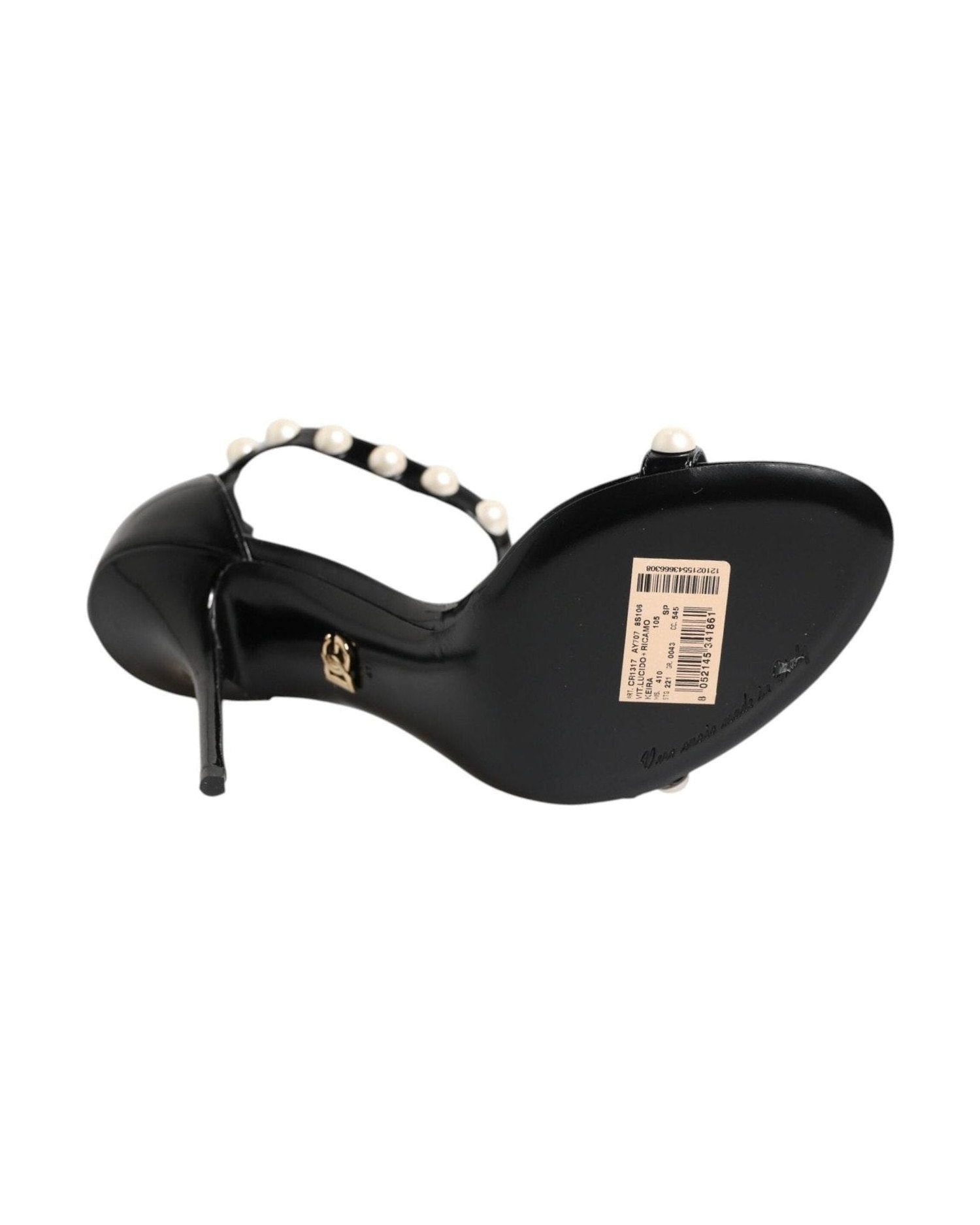 Dolce & Gabbana Black Keira Pearl Embellished Sandals Heels