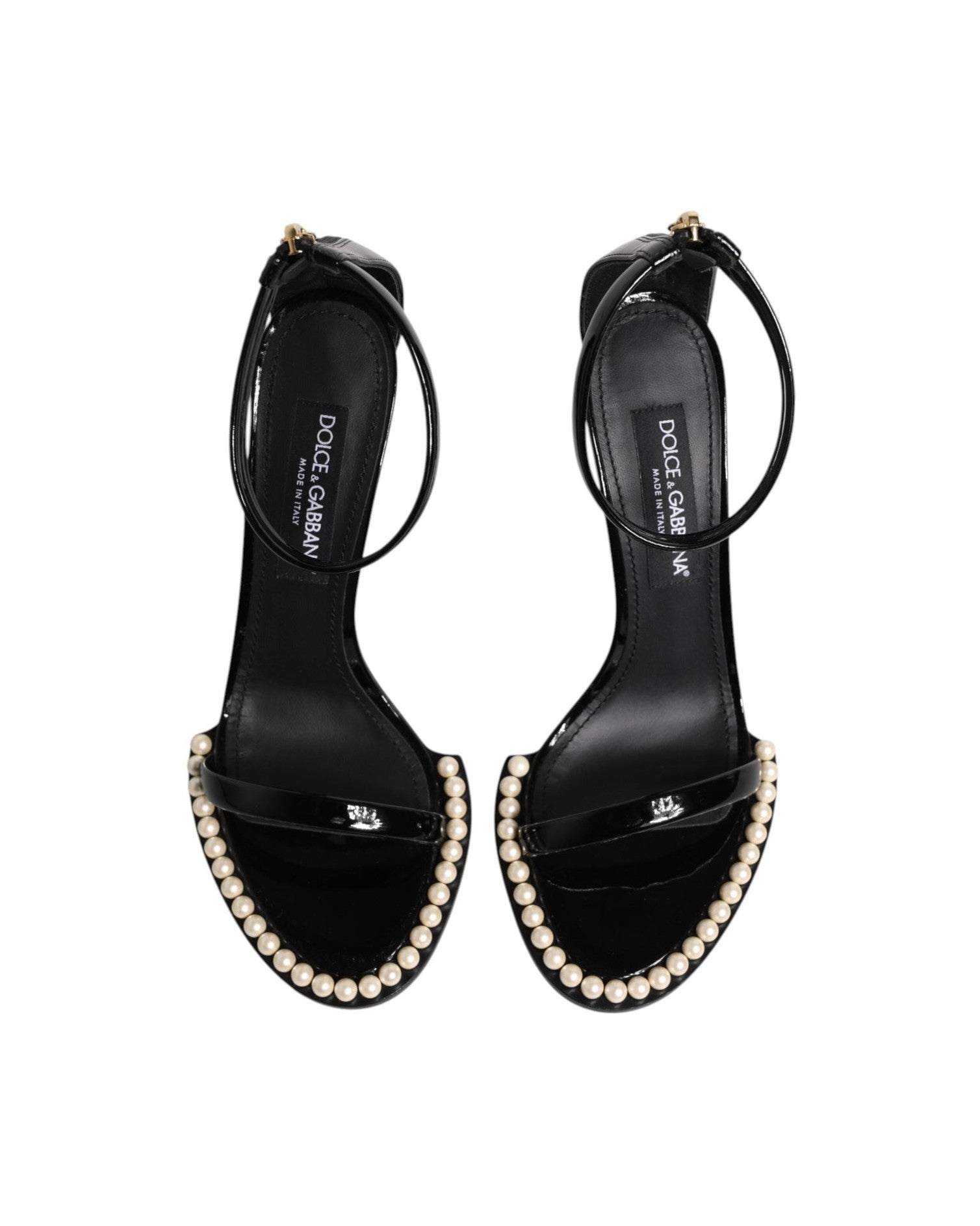 Dolce & Gabbana Black Keira Pearl Embellished Sandals Shoes Glam Steals
