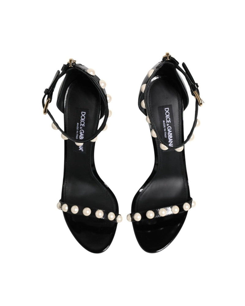 Dolce & Gabbana Black Keira Pearl Embellished Sandals Shoes Glam Steals