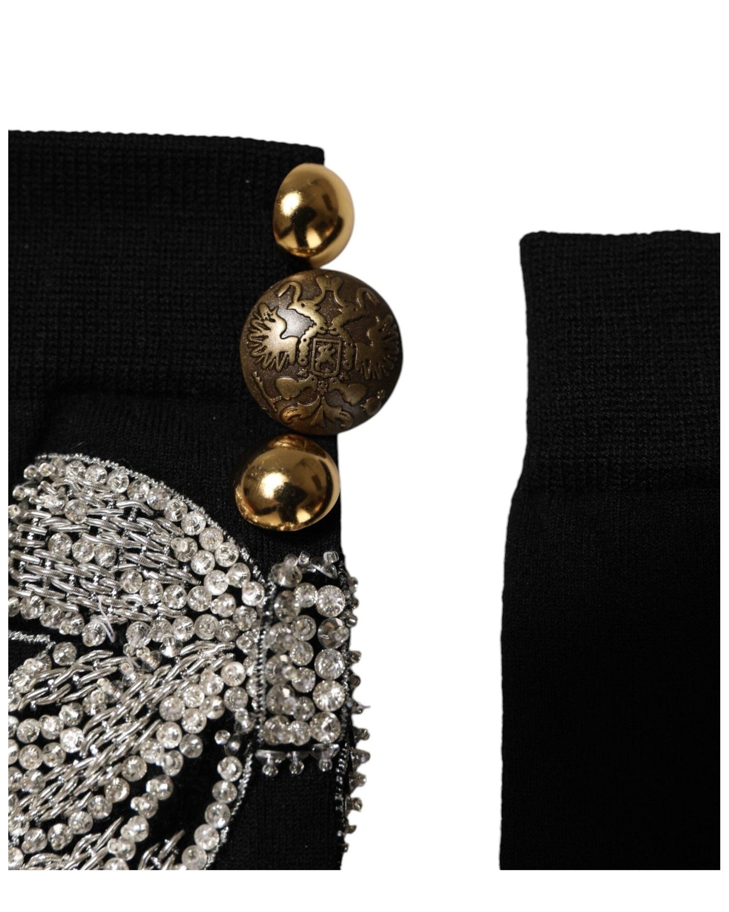 Dolce & Gabbana Black Knit Floral Crystal Embellishment Socks Socks