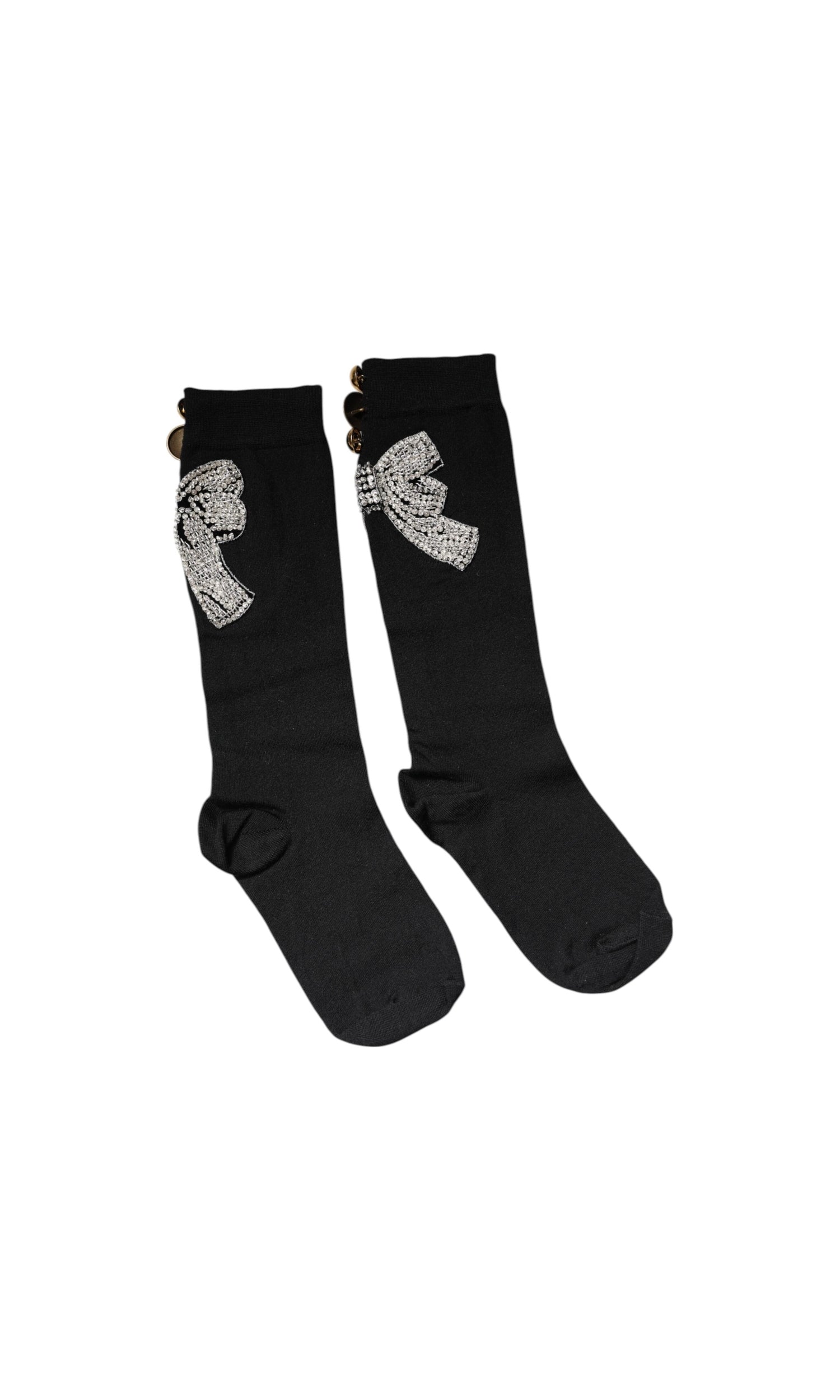 Dolce & Gabbana Black Knit Floral Crystal Embellishment Socks Glam Steals