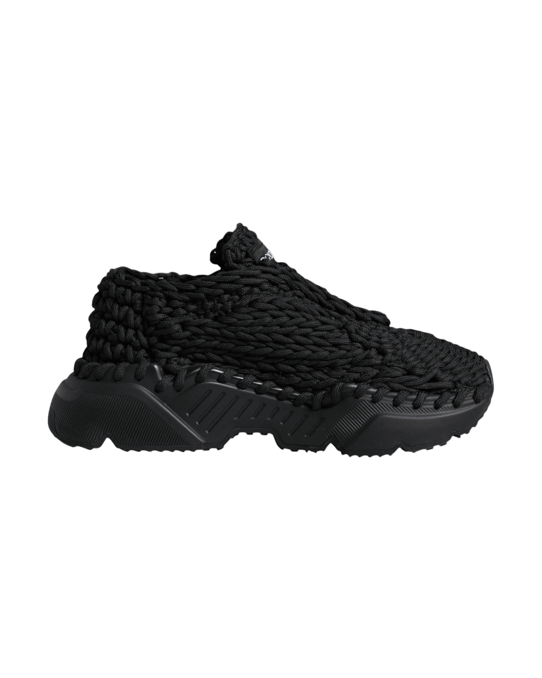 Dolce & Gabbana Black Knitted Daymaster Sneakers Shoes Glam Steals