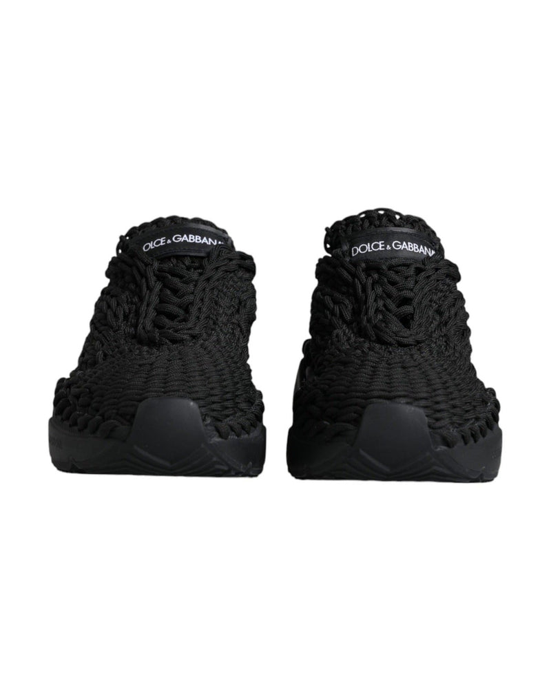 Dolce & Gabbana Black Knitted Daymaster Sneakers Shoes Glam Steals