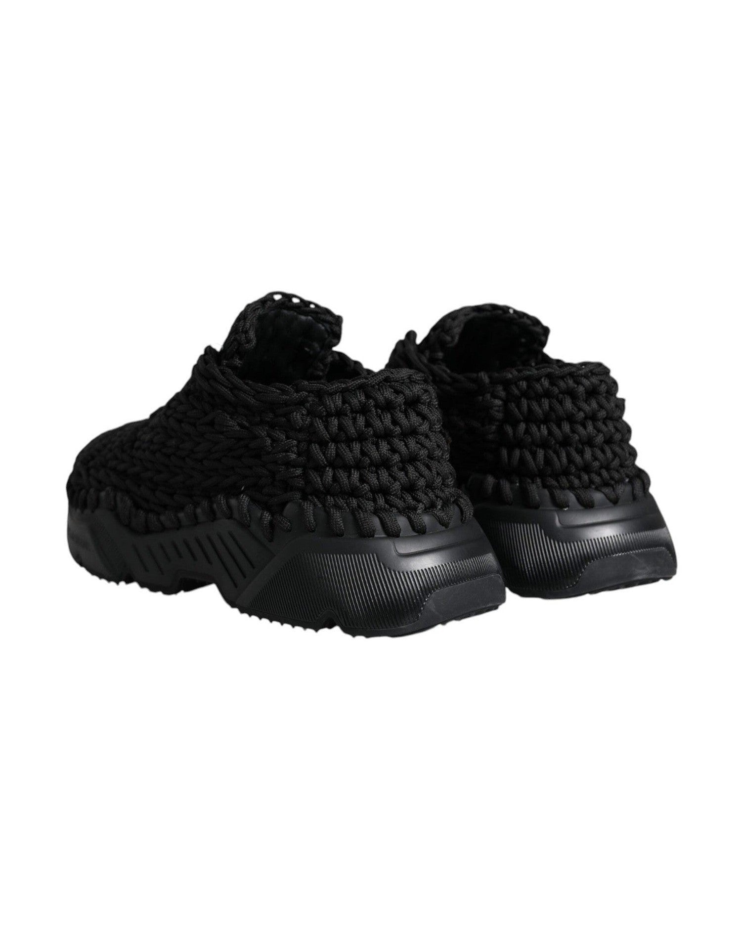 Dolce & Gabbana Black Knitted Daymaster Sneakers Shoes Glam Steals
