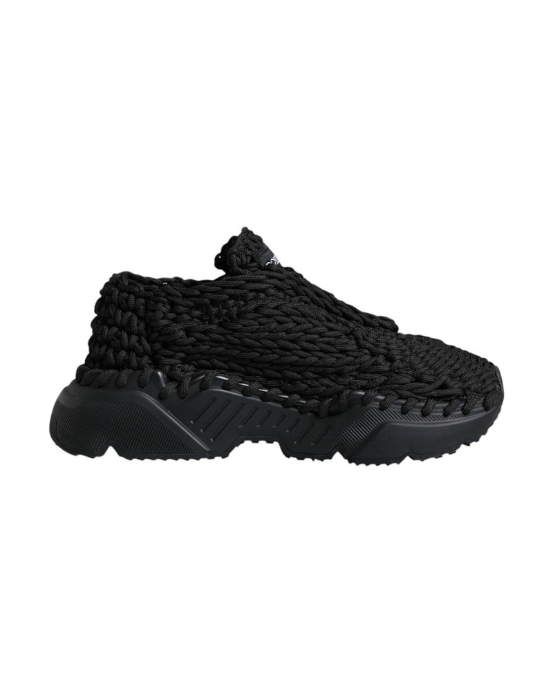 Dolce & Gabbana Black Knitted Daymaster Sneakers Shoes Glam Steals