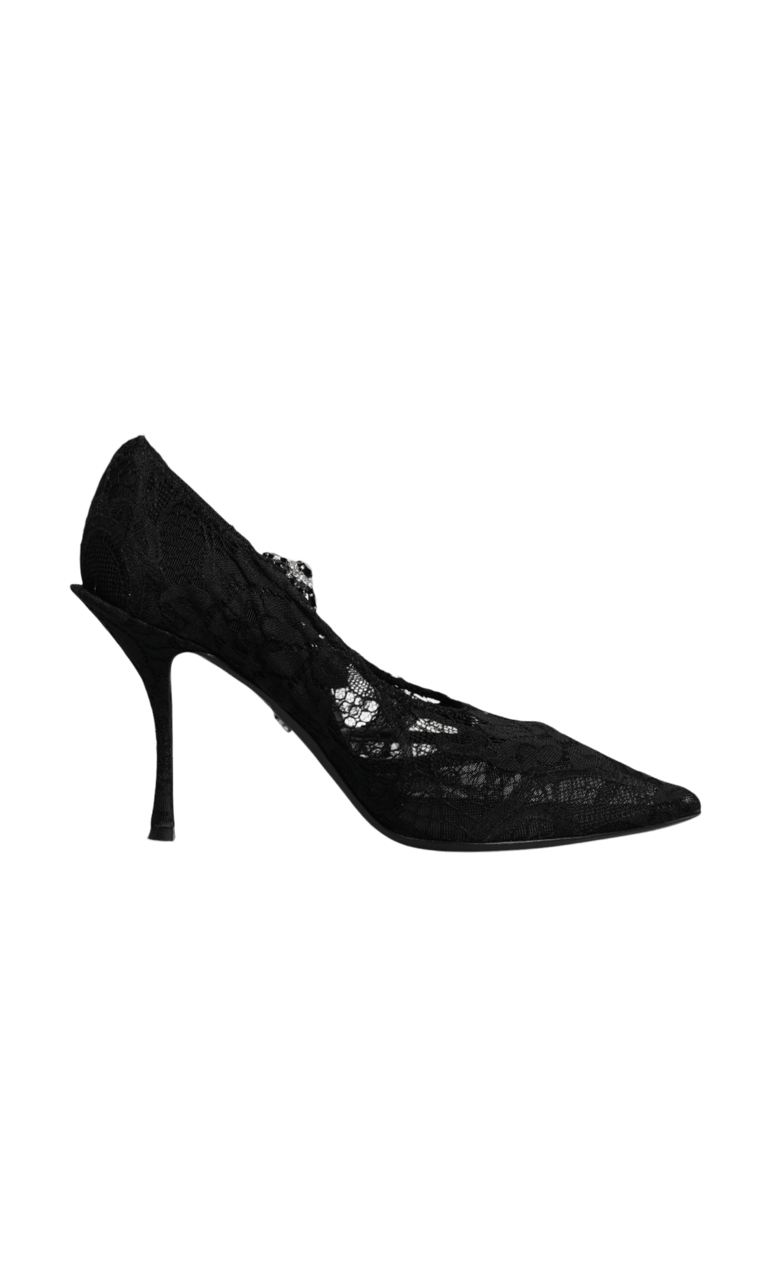 Dolce & Gabbana Black Lace Crystals Mary Jane Pumps Shoes Glam Steals