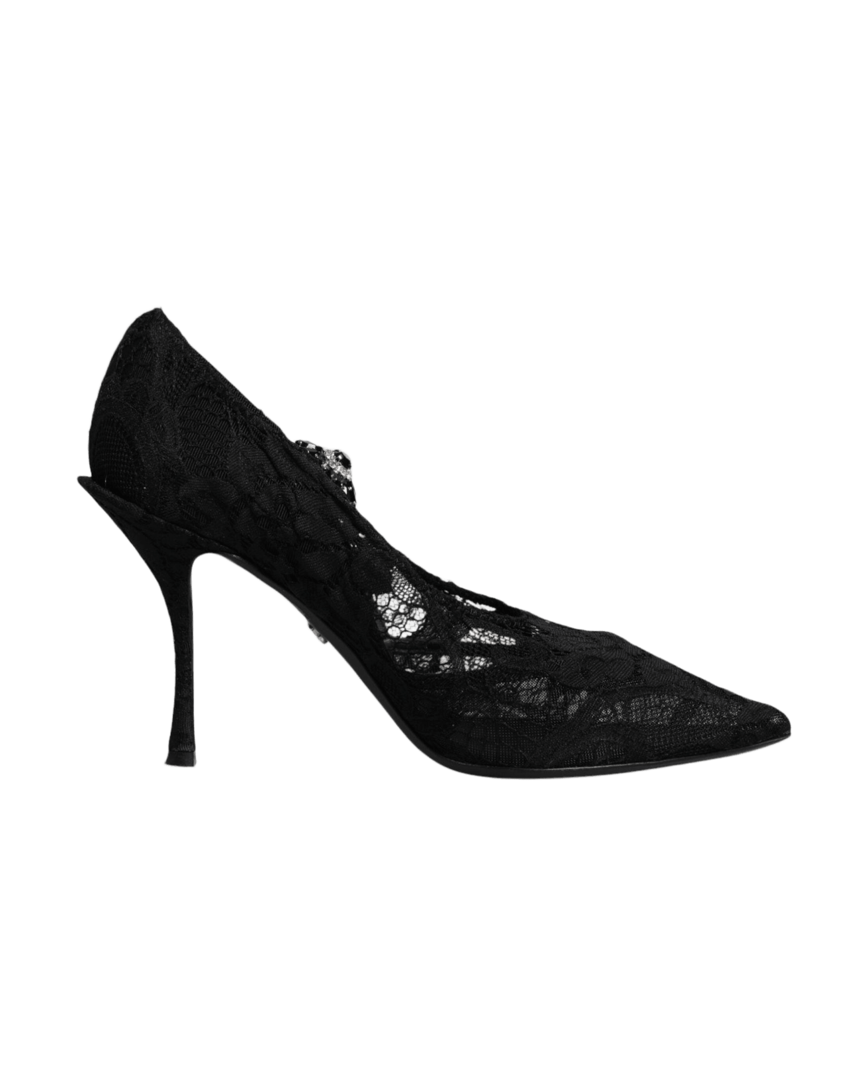 Dolce & Gabbana Black Lace Crystals Mary Jane Pumps Shoes Glam Steals
