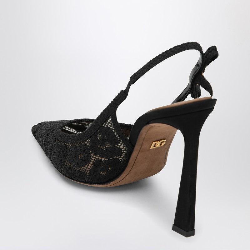 Dolce & Gabbana Black Lace Dolce&gabbana Slingback with Rhinestones Glam Steals