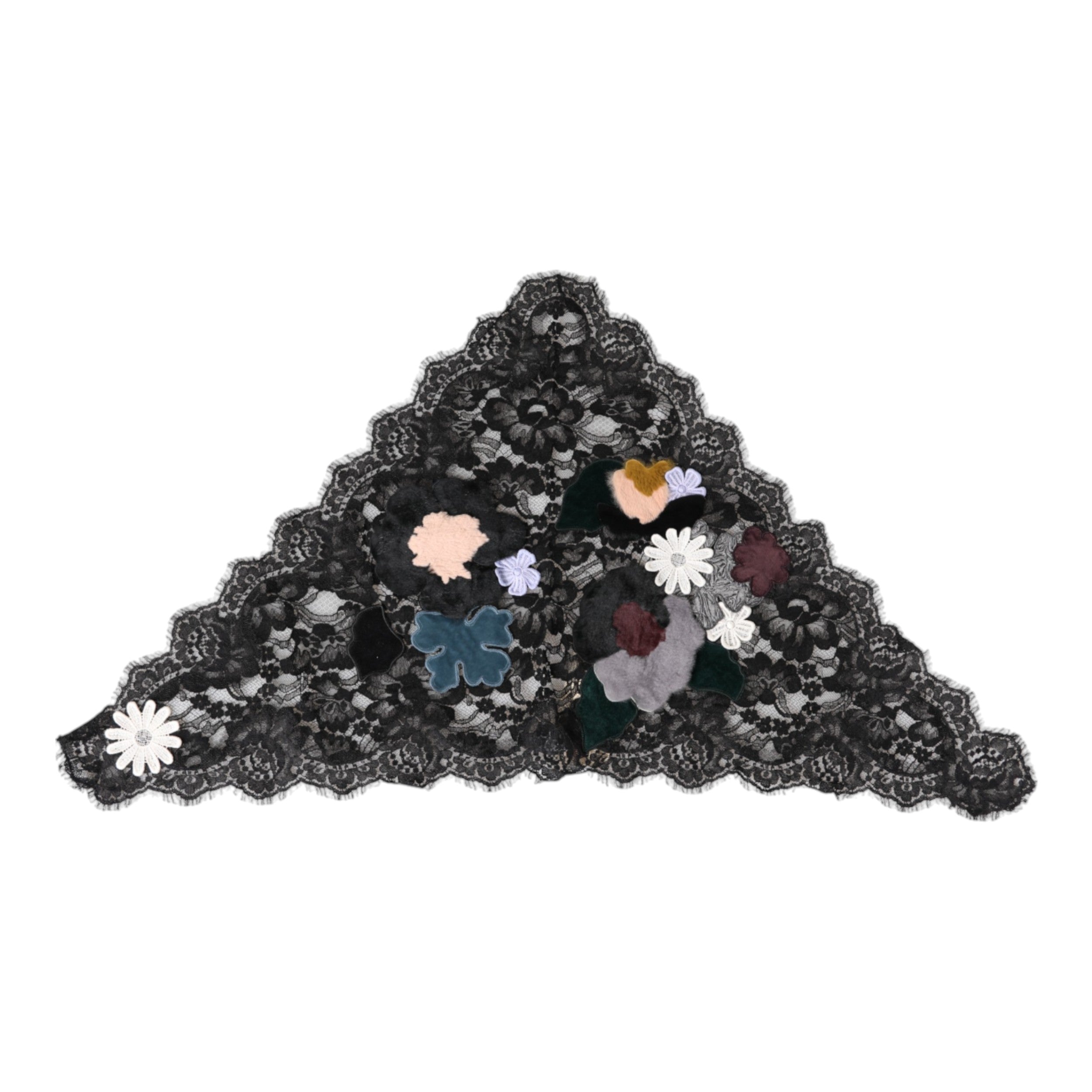 Dolce & Gabbana Black Lace Floral Applique Cotton Veil Hat Glam Steals