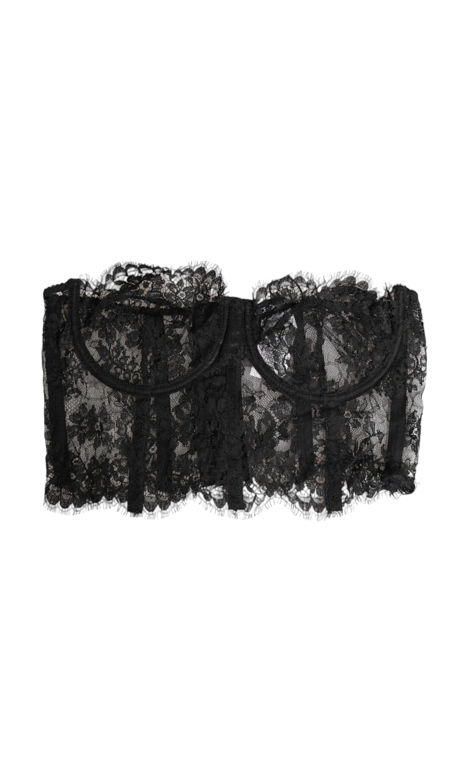 Dolce & Gabbana Black Lace Floral Bustier Bralette Top Underwear Glam Steals