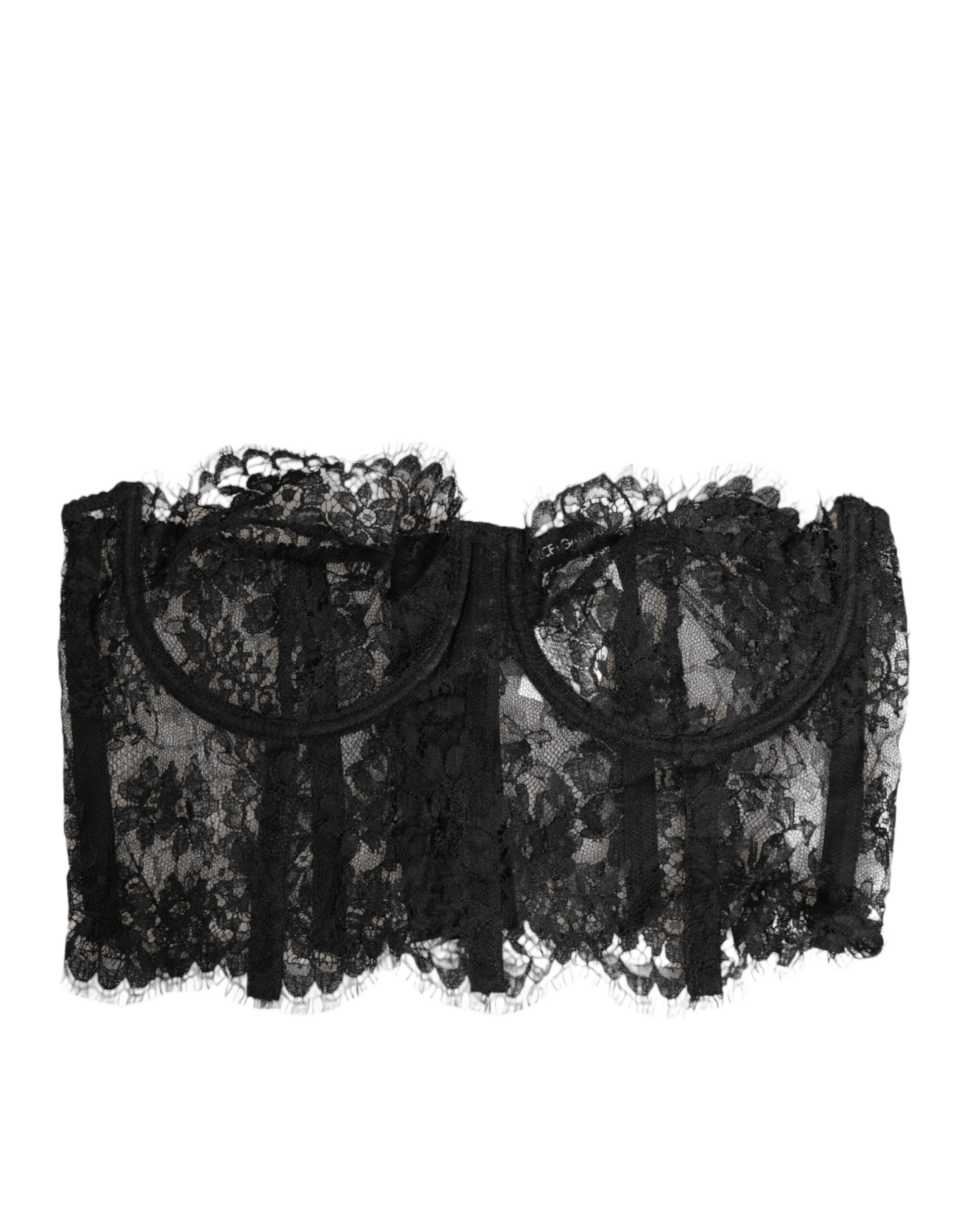 Dolce & Gabbana Black Lace Floral Bustier Bralette Top Underwear Glam Steals