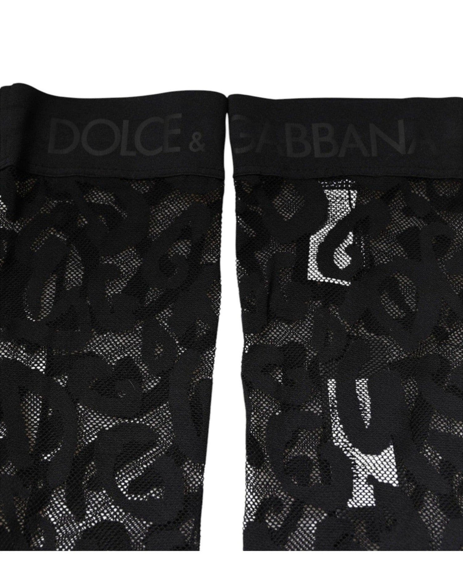 Dolce & Gabbana Black Lace Floral Cotton Stretch Stockings Socks Socks