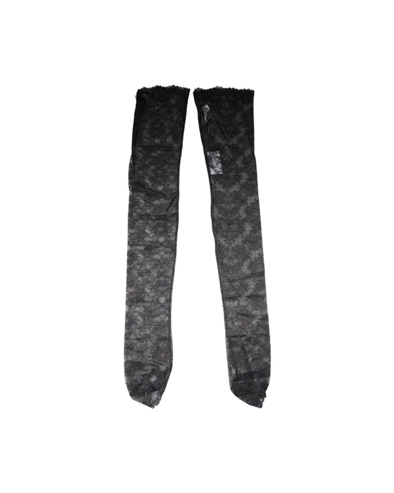 Dolce & Gabbana Black Lace Floral Cotton Stretch Stockings Socks Socks