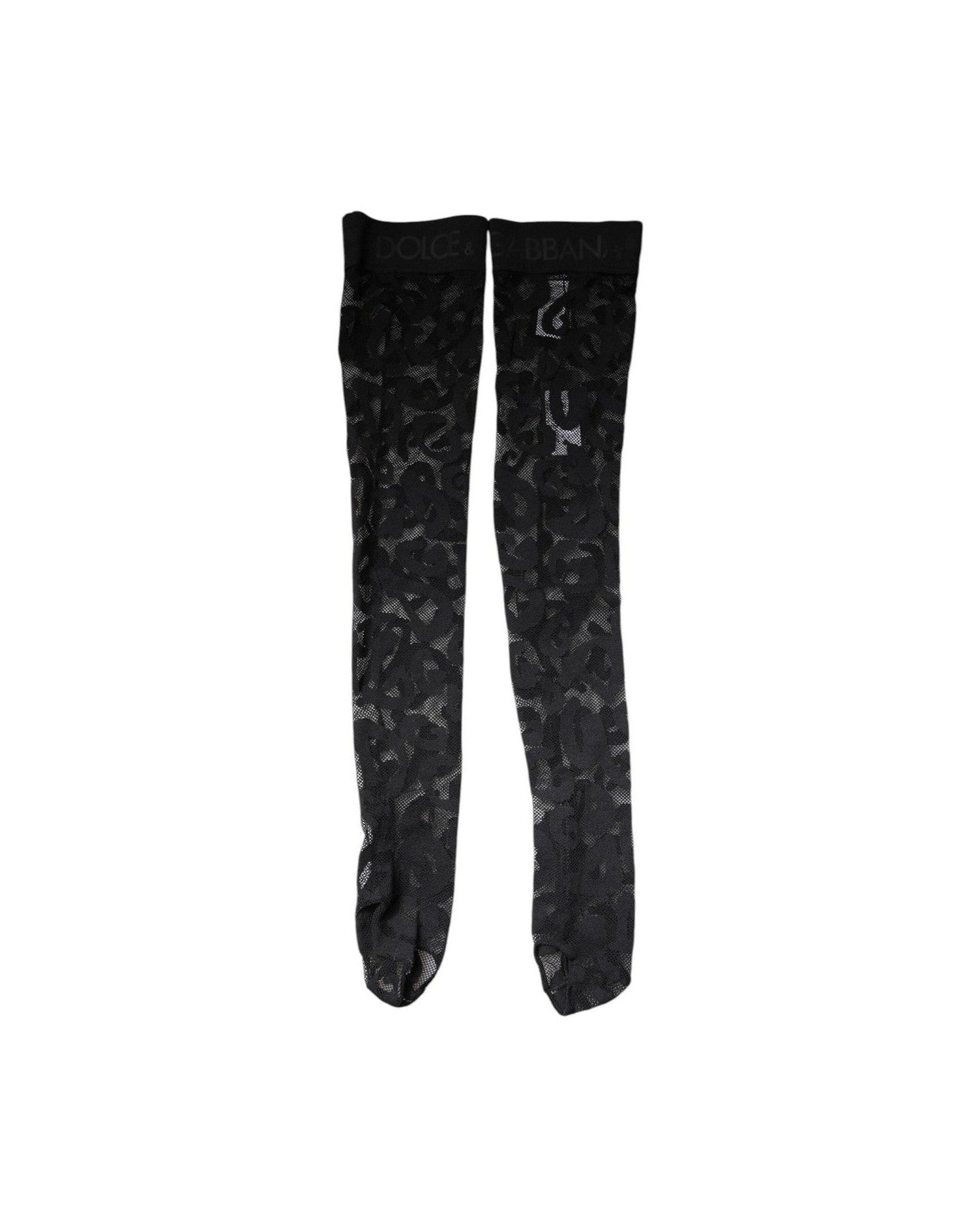 Dolce & Gabbana Black Lace Floral Cotton Stretch Stockings Socks Socks