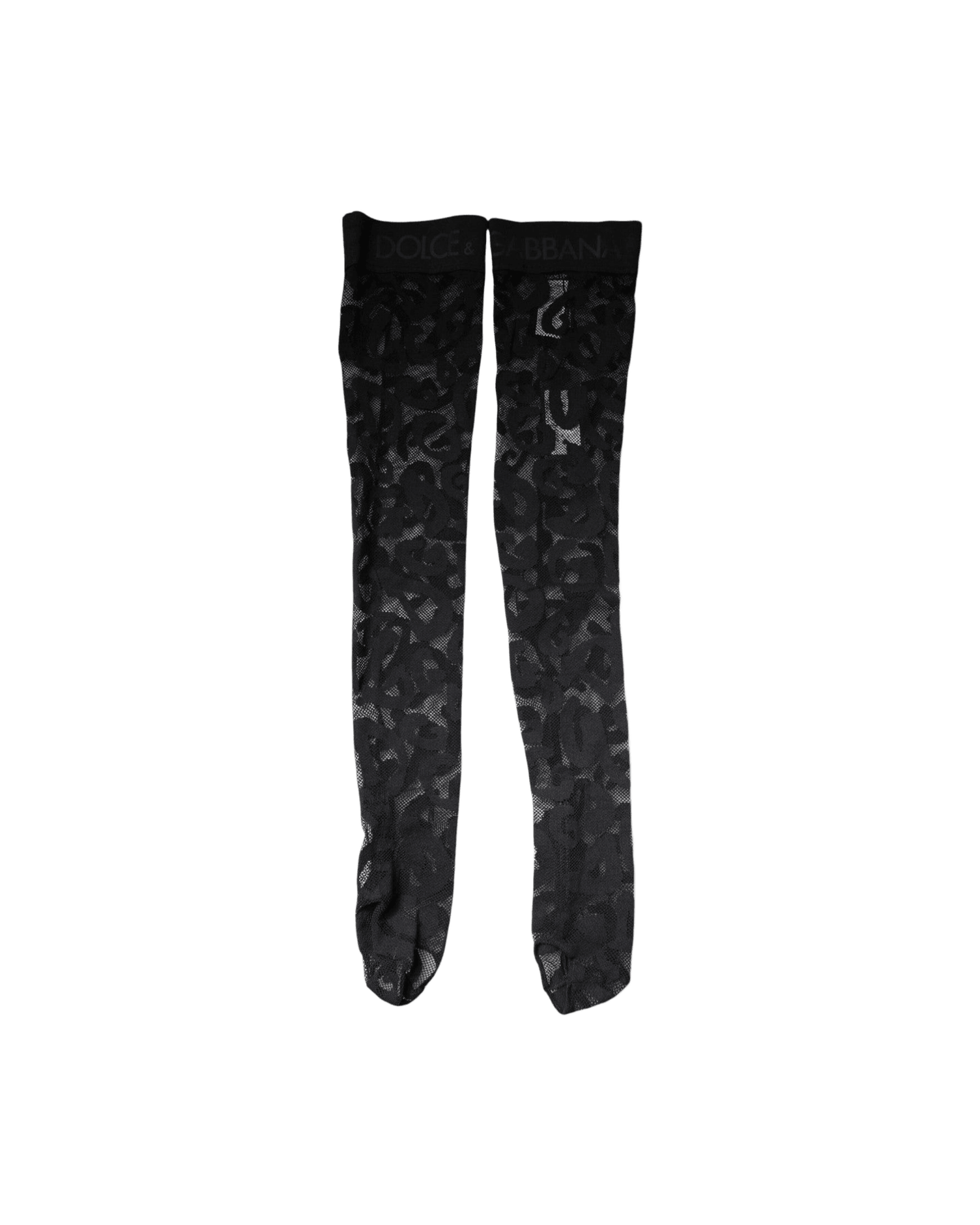 Dolce & Gabbana Black Lace Floral Cotton Stretch Stockings Socks Socks
