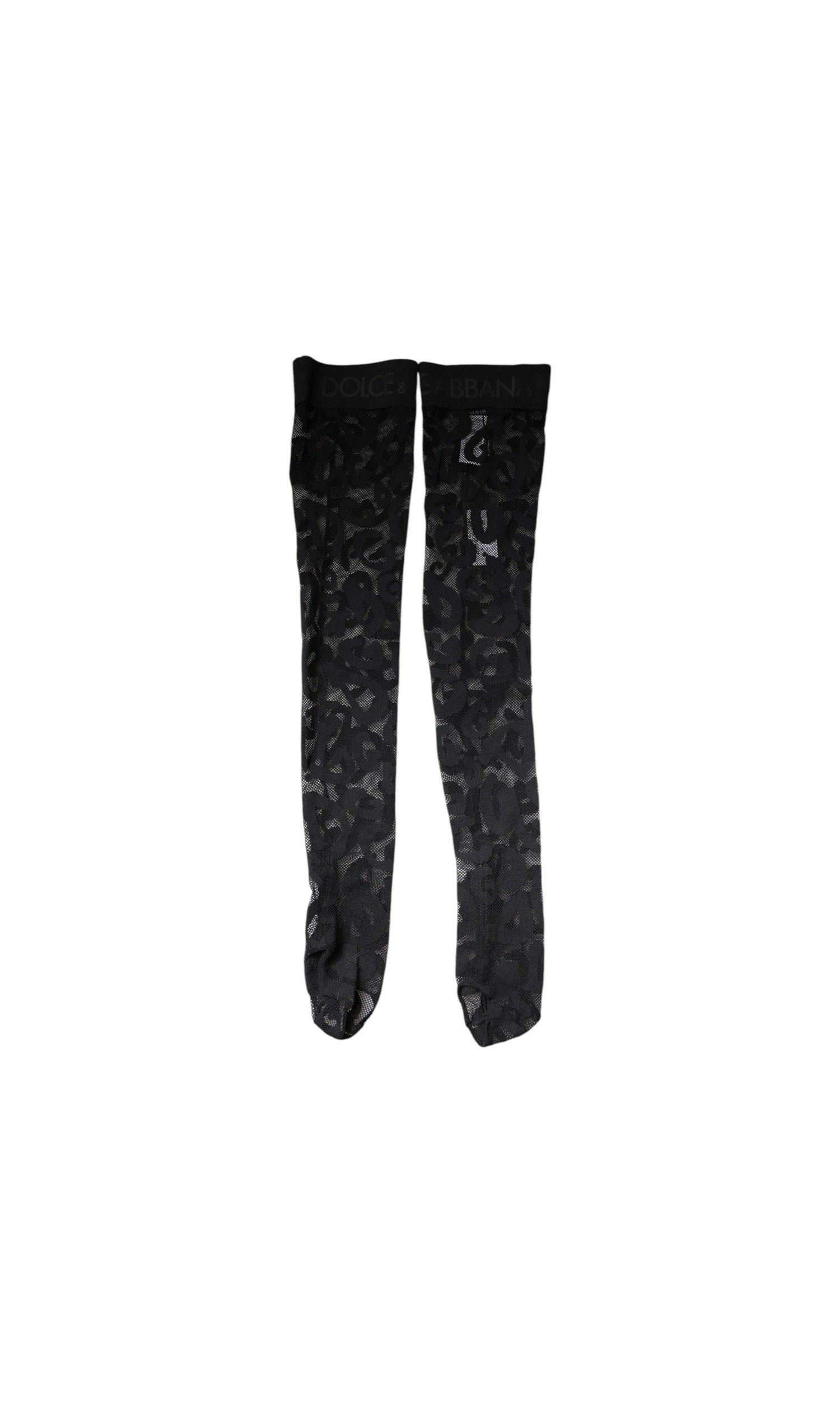 Dolce & Gabbana Black Lace Floral Cotton Stretch Stockings Socks Glam Steals