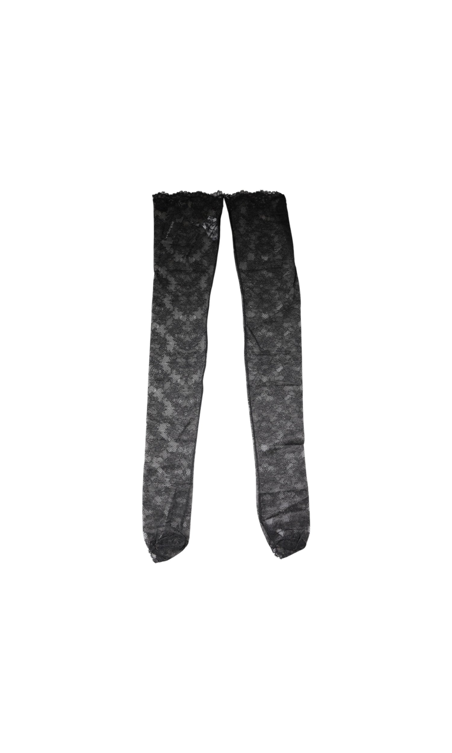 Dolce & Gabbana Black Lace Floral Cotton Stretch Stockings Socks Glam Steals