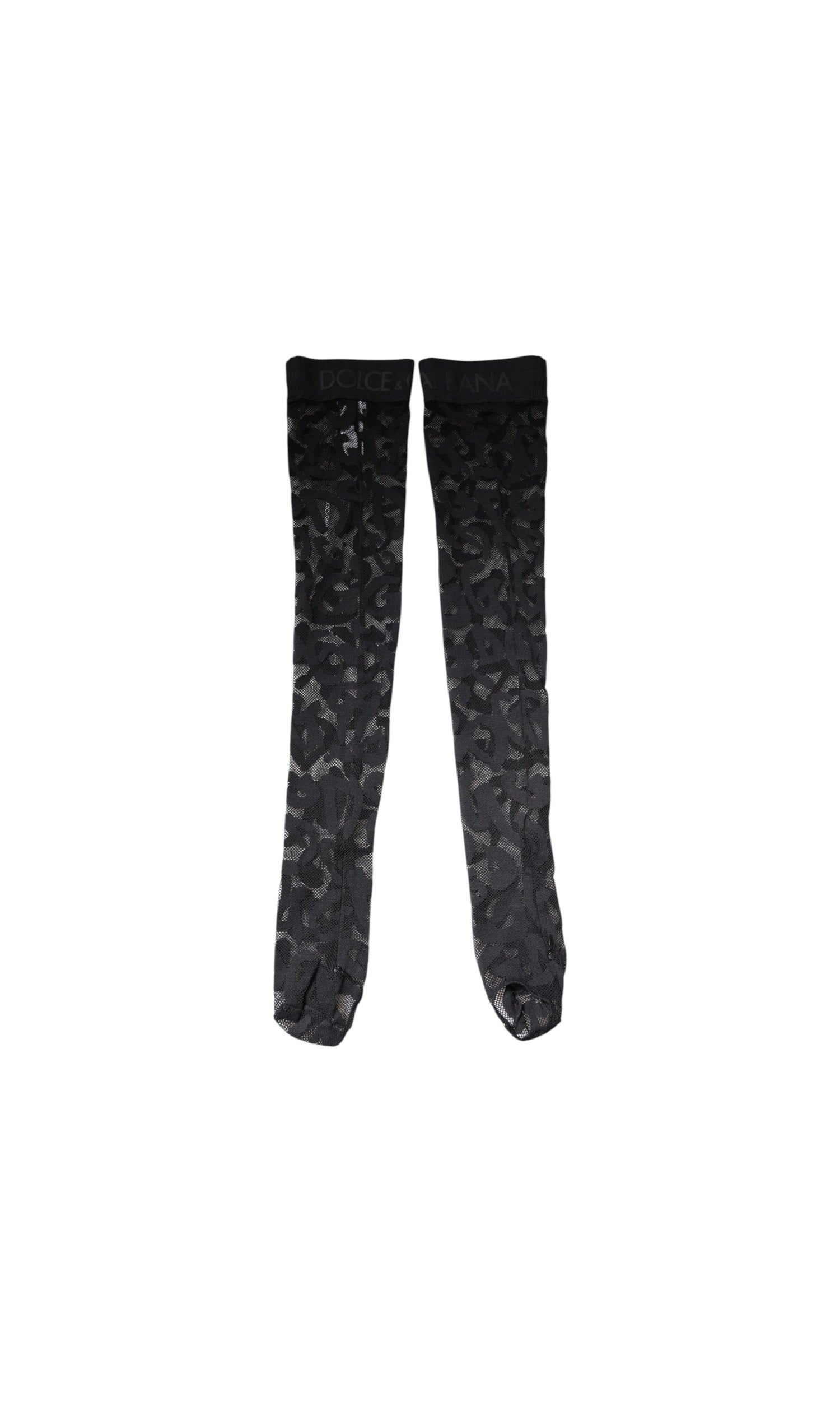 Dolce & Gabbana Black Lace Floral Cotton Stretch Stockings Socks Glam Steals