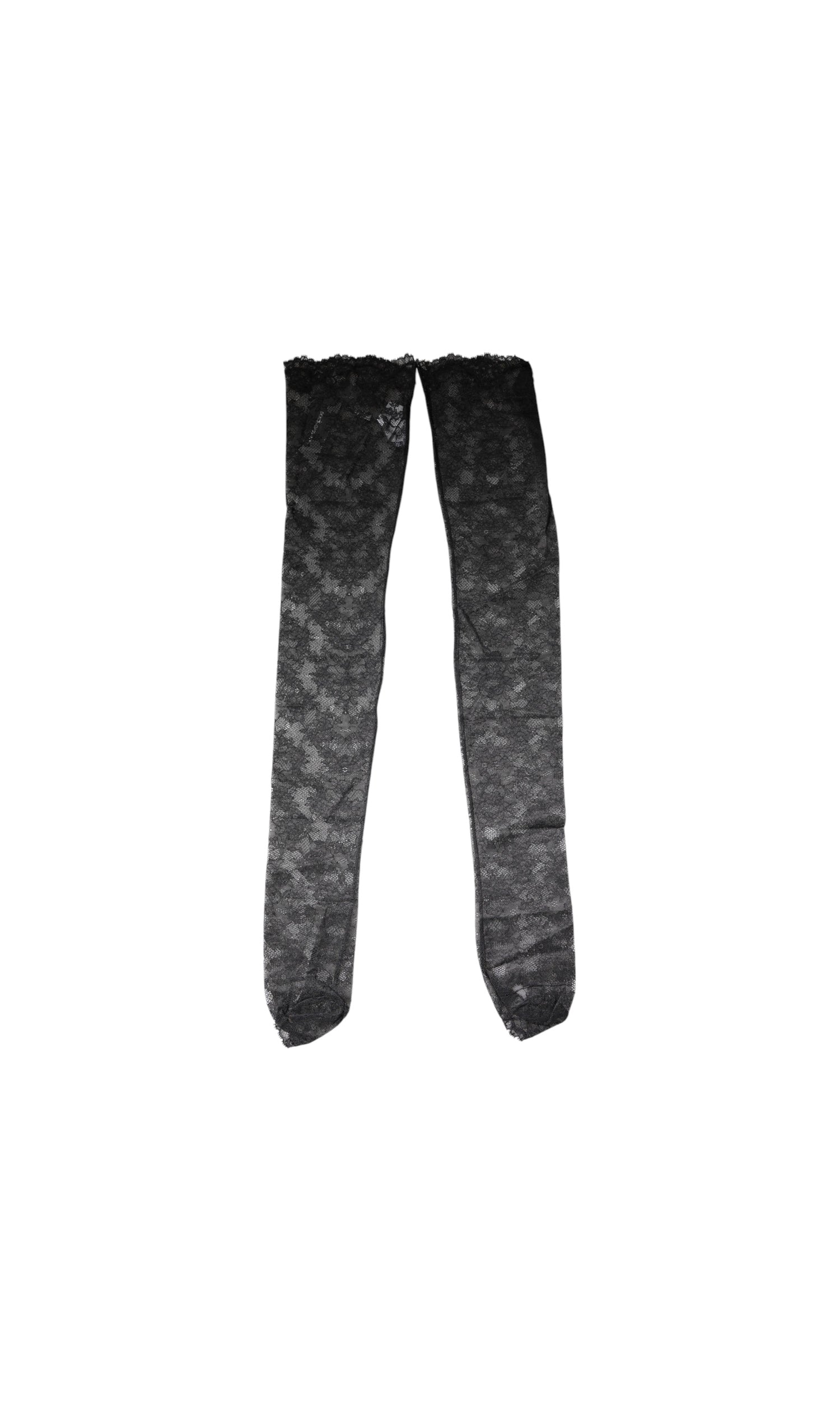 Dolce & Gabbana Black Lace Floral Cotton Stretch Stockings Socks Glam Steals