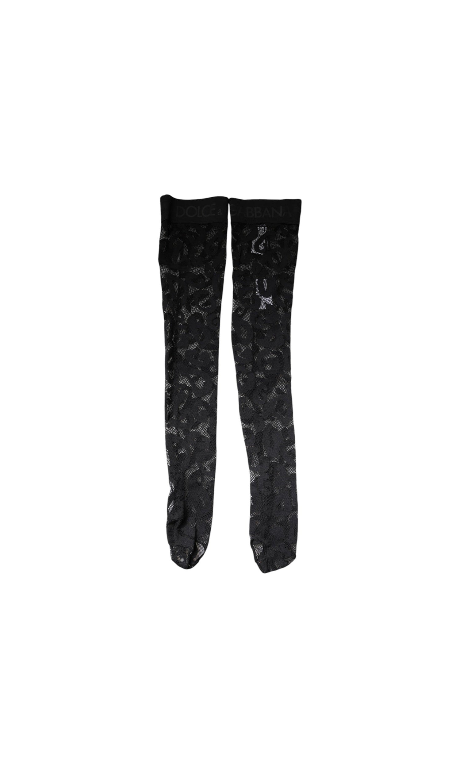 Dolce & Gabbana Black Lace Floral Cotton Stretch Stockings Socks Glam Steals