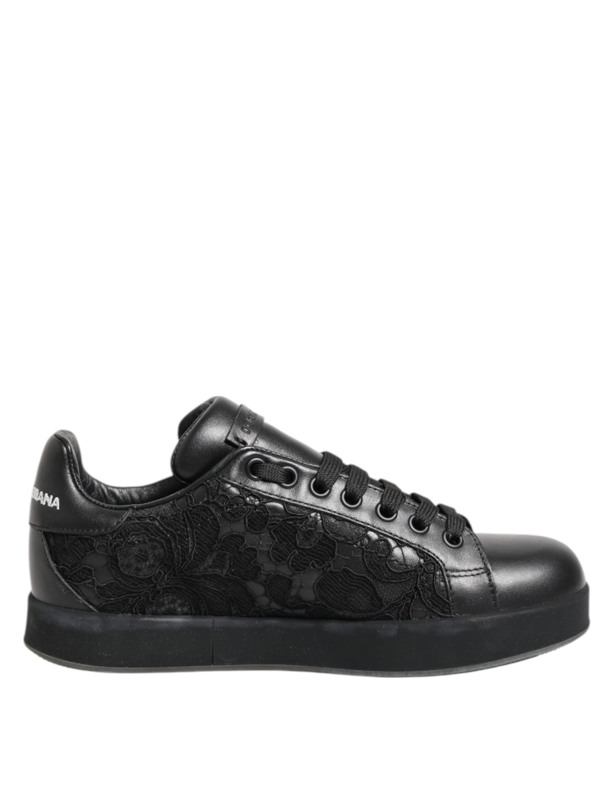 Dolce & Gabbana Black Lace Floral Low Top Sneakers Shoes Glam Steals