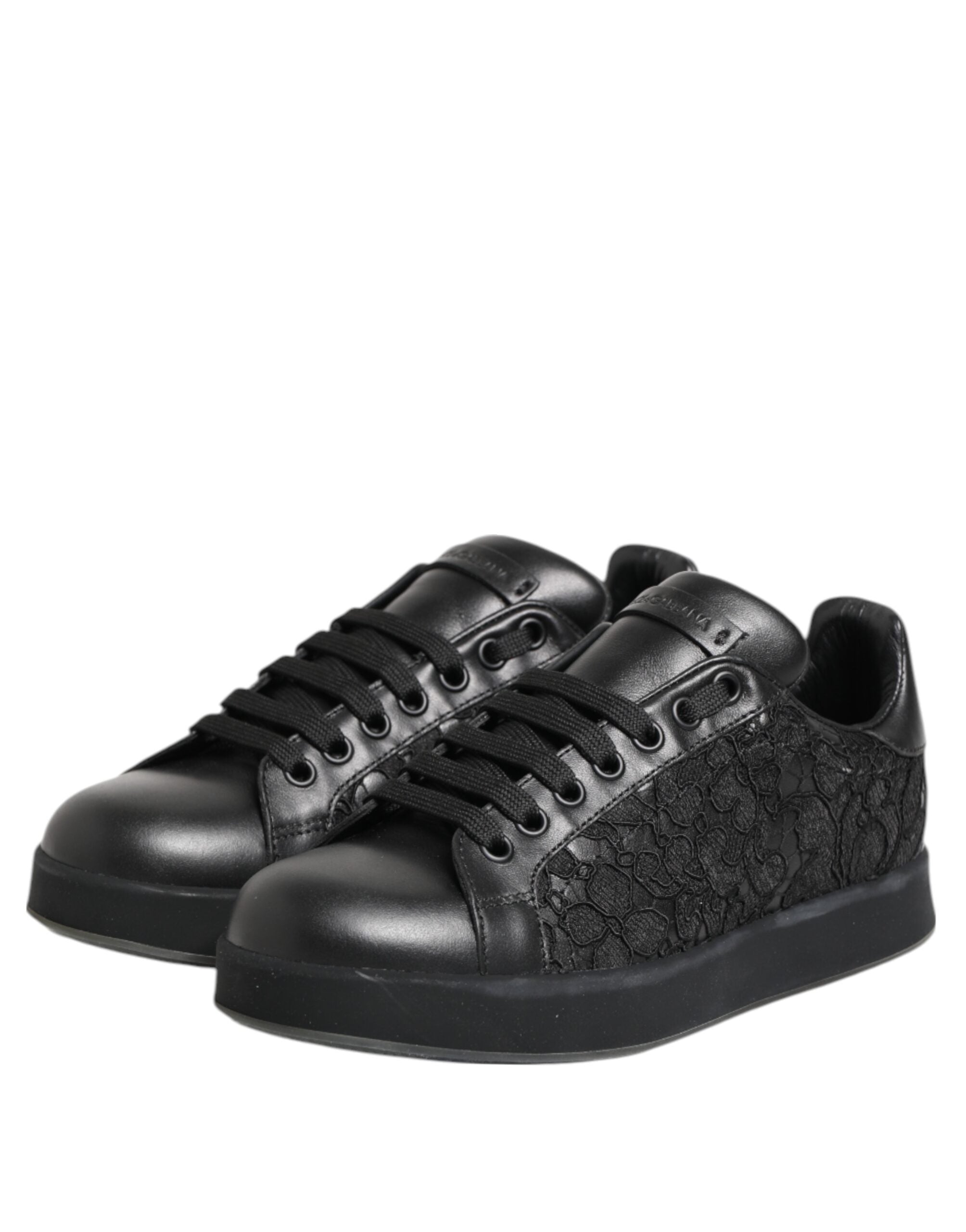 Dolce & Gabbana Black Lace Floral Low Top Sneakers Shoes Glam Steals