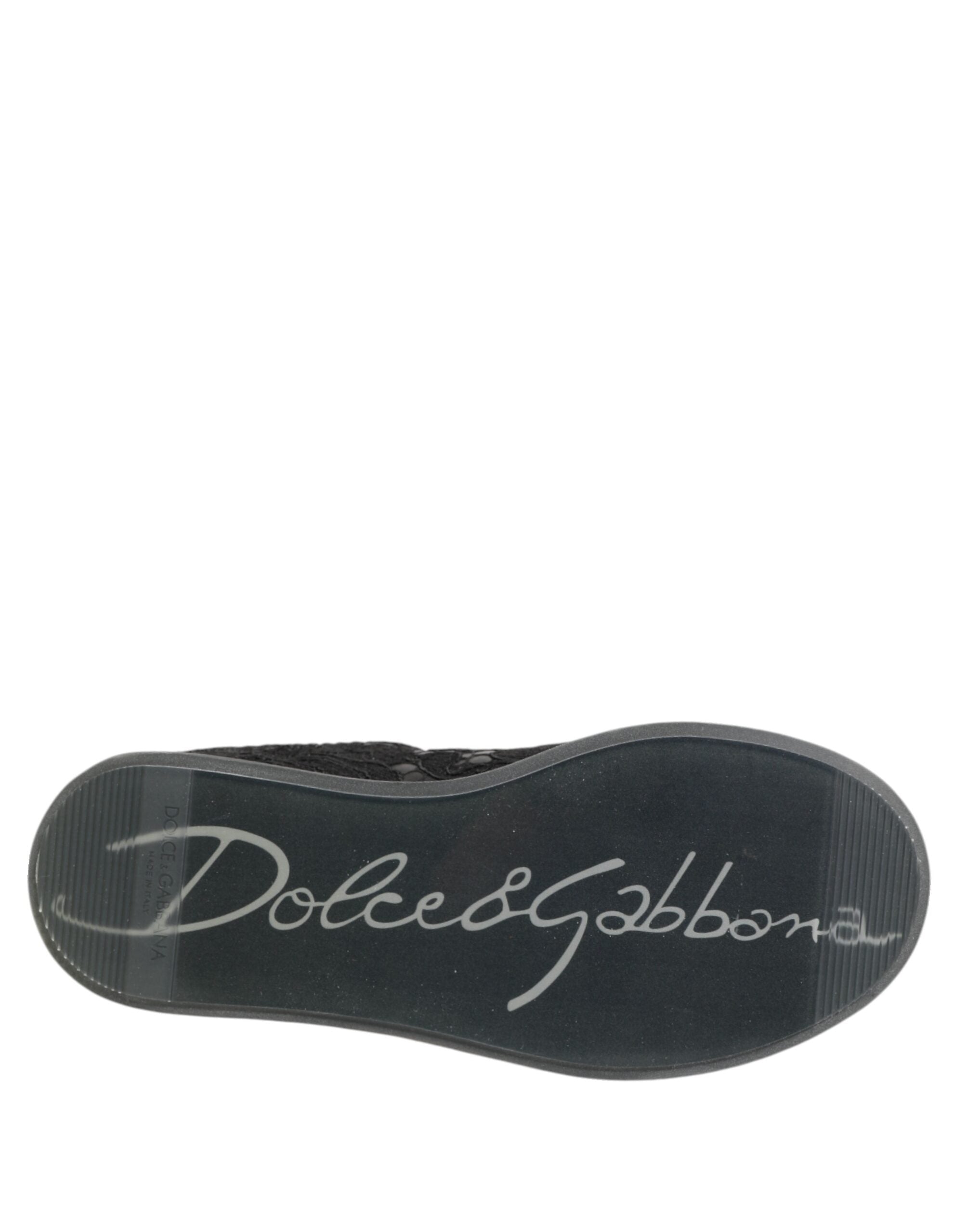 Dolce & Gabbana Black Lace Floral Low Top Sneakers Shoes Glam Steals