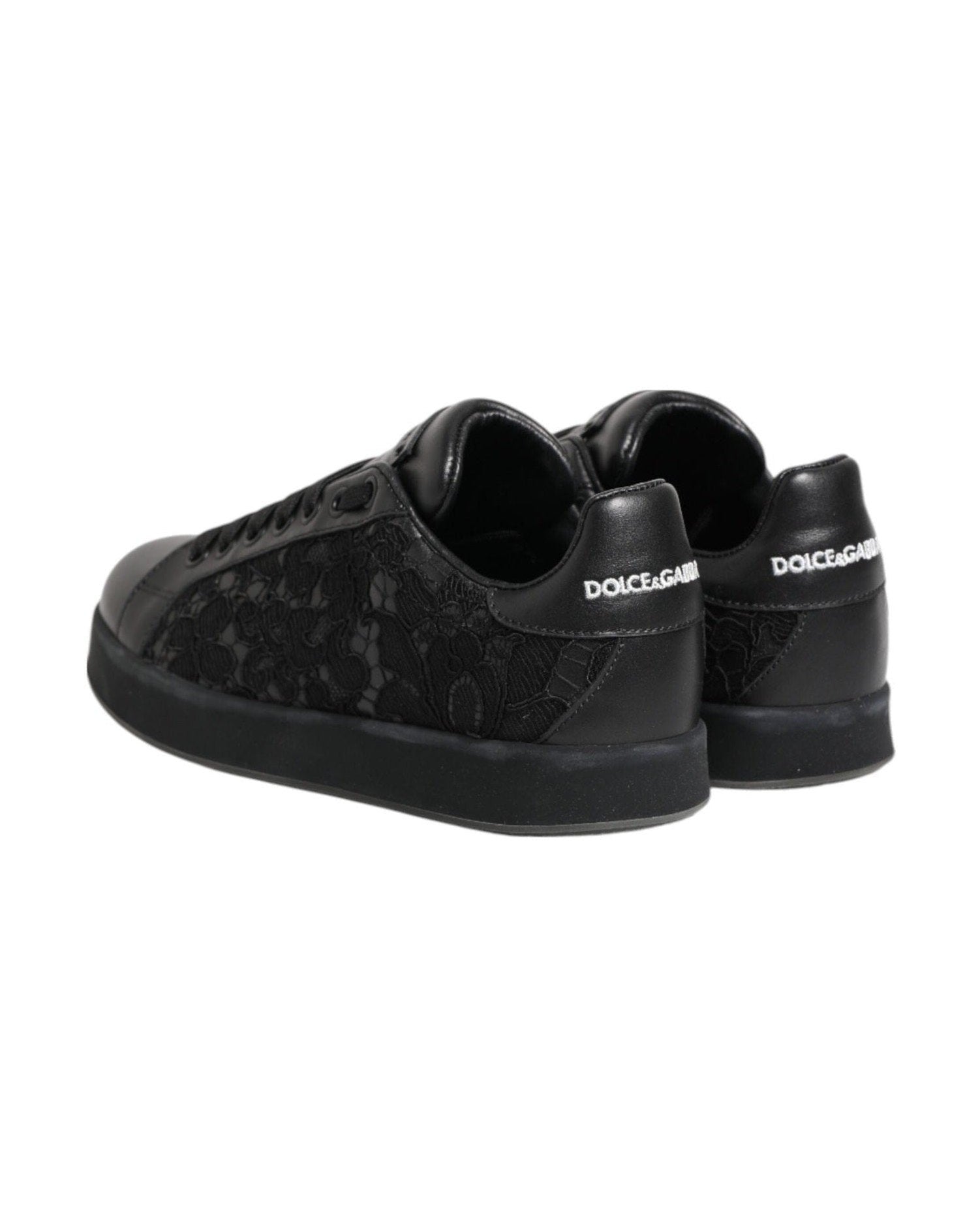 Dolce & Gabbana Black Lace Floral Low Top Sneakers Shoes Glam Steals