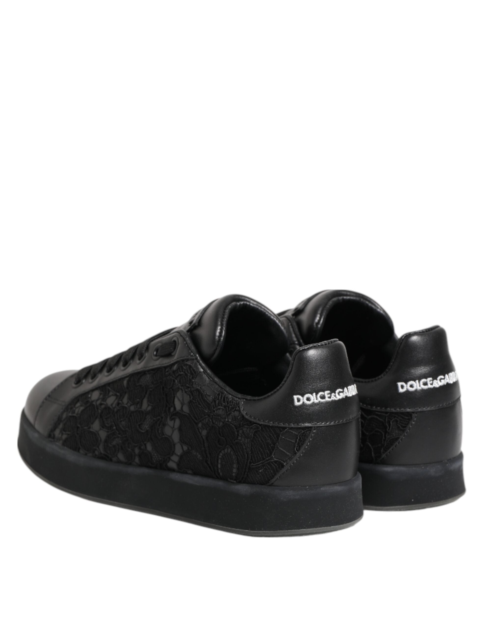 Dolce & Gabbana Black Lace Floral Low Top Sneakers Shoes Glam Steals