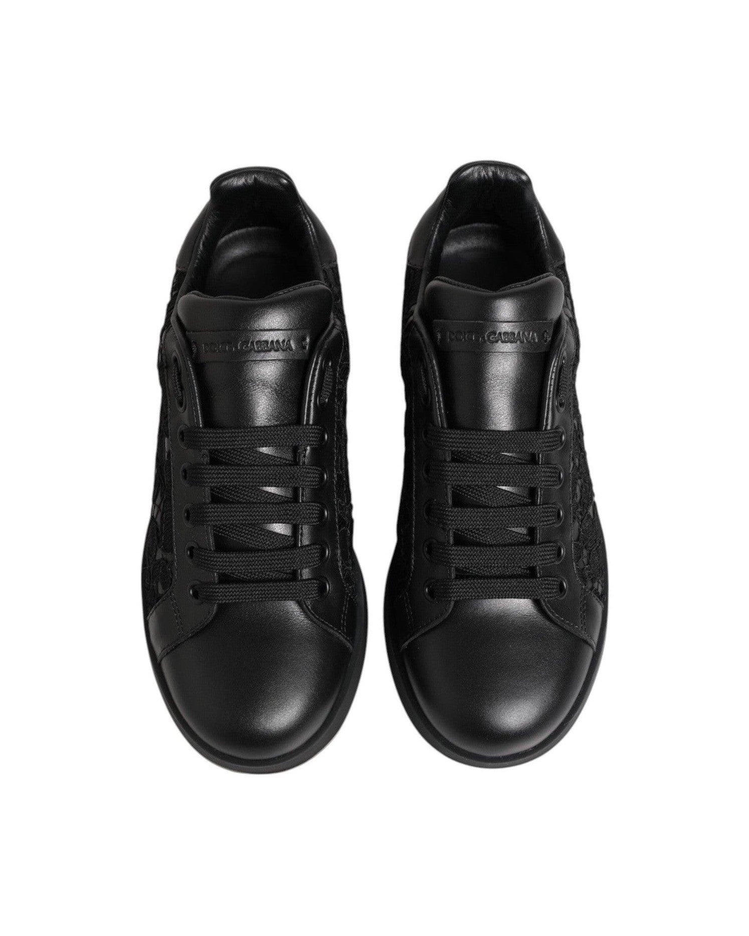 Dolce & Gabbana Black Lace Floral Low Top Sneakers Shoes Glam Steals