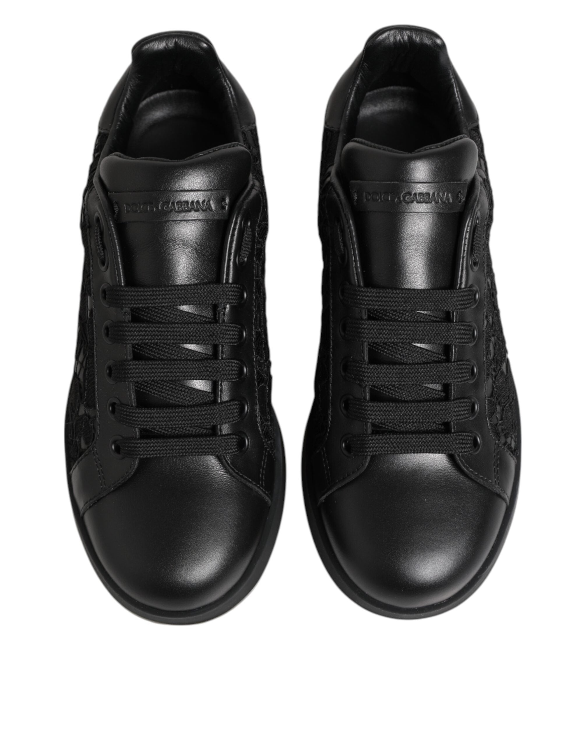 Dolce & Gabbana Black Lace Floral Low Top Sneakers Shoes Glam Steals