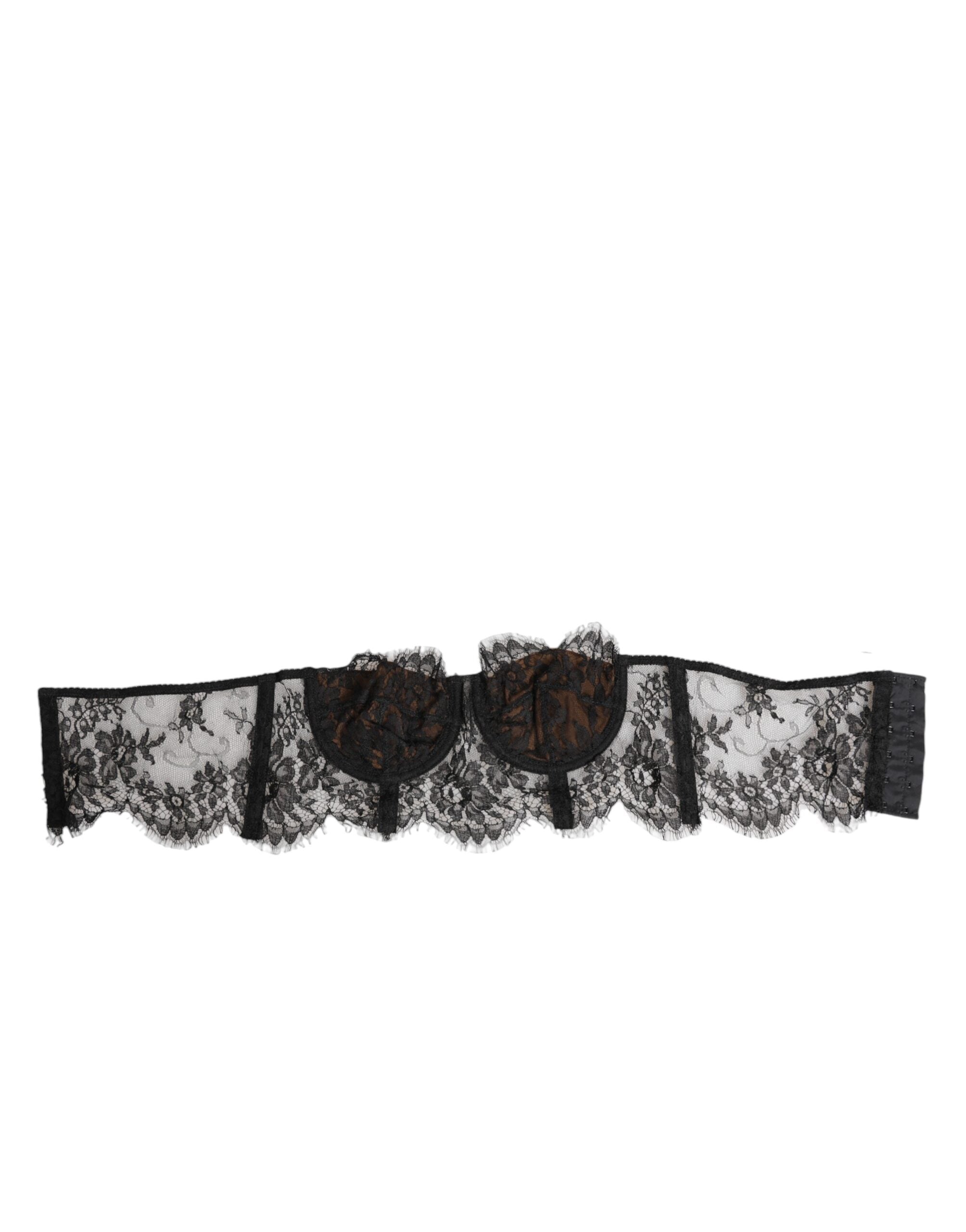 Dolce & Gabbana Black Lace Floral Strapless Bustier Underwear Glam Steals