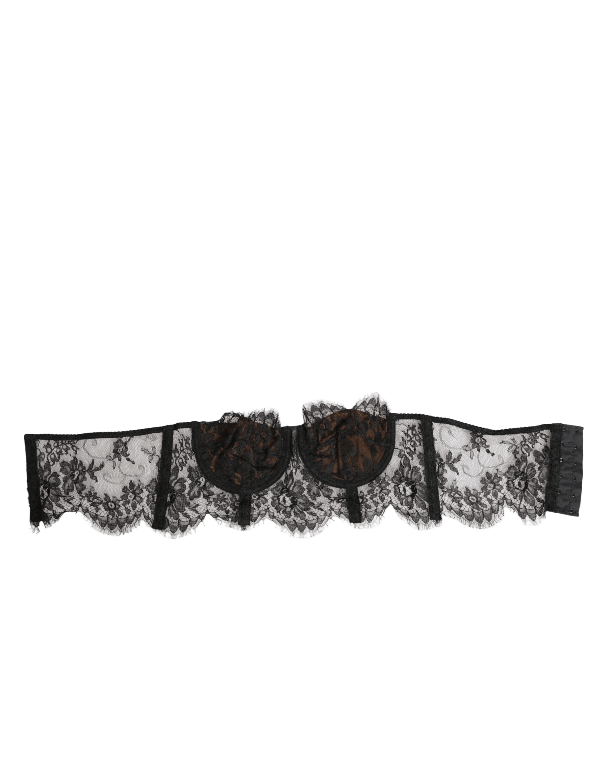 Dolce & Gabbana Black Lace Floral Strapless Bustier Underwear Glam Steals