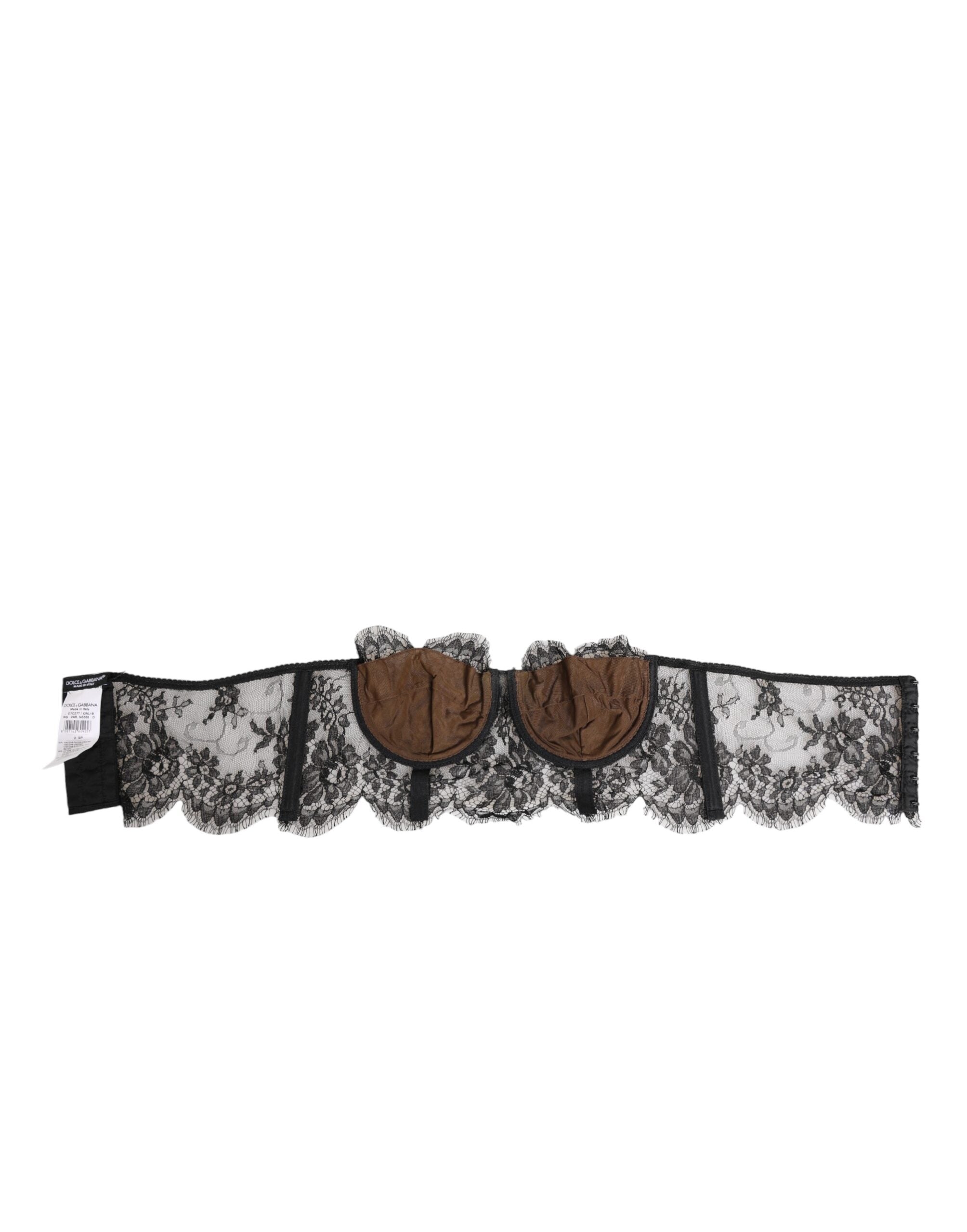 Dolce & Gabbana Black Lace Floral Strapless Bustier Underwear Glam Steals