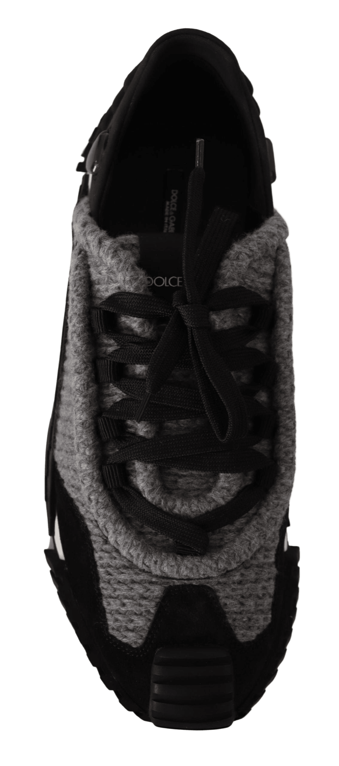 Dolce & Gabbana Black Lace Gray Fabric Up Ns1 Sneakers Shoes Glam Steals