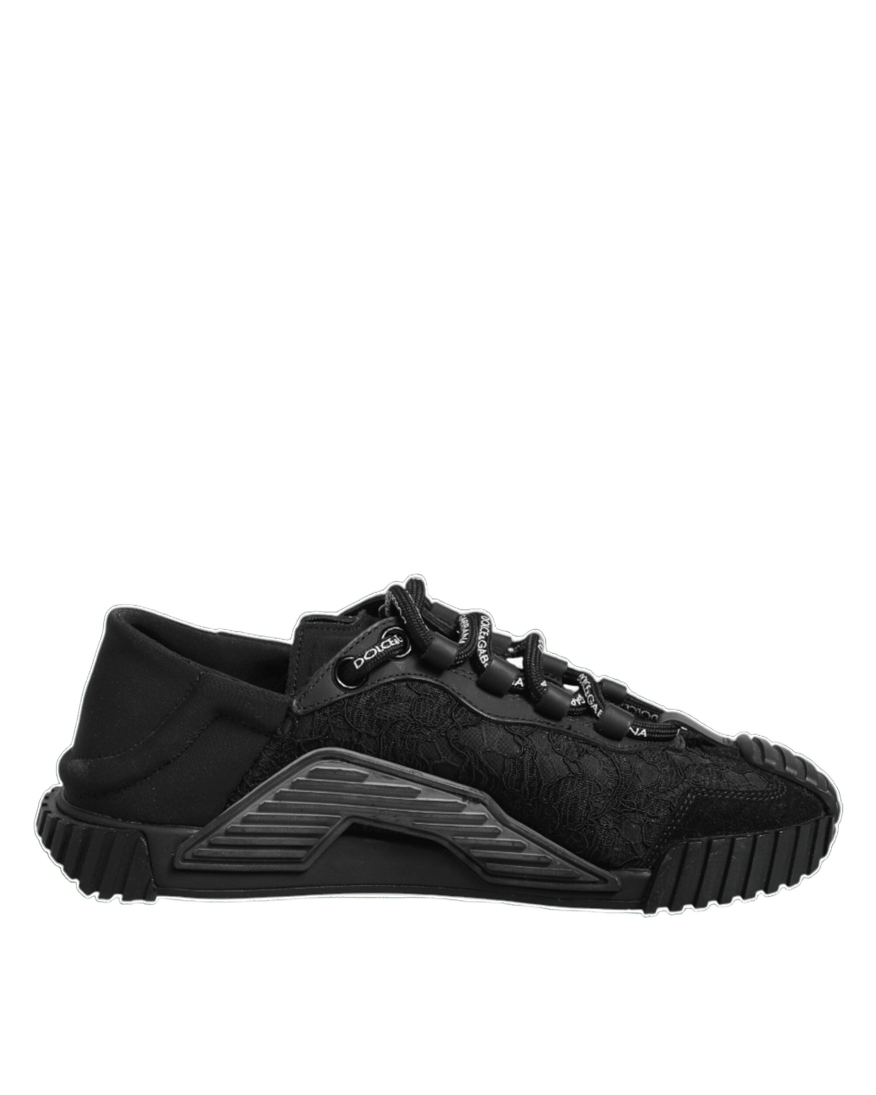 Dolce & Gabbana Black Lace Logo Low Top Ns1 Sneakers Shoes Glam Steals
