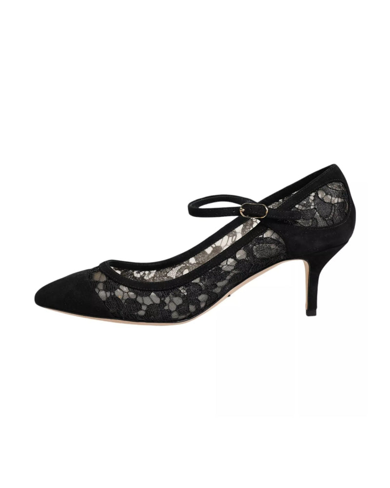 Dolce & Gabbana Black Lace Mary Jane Taormina Pumps Shoes Glam Steals
