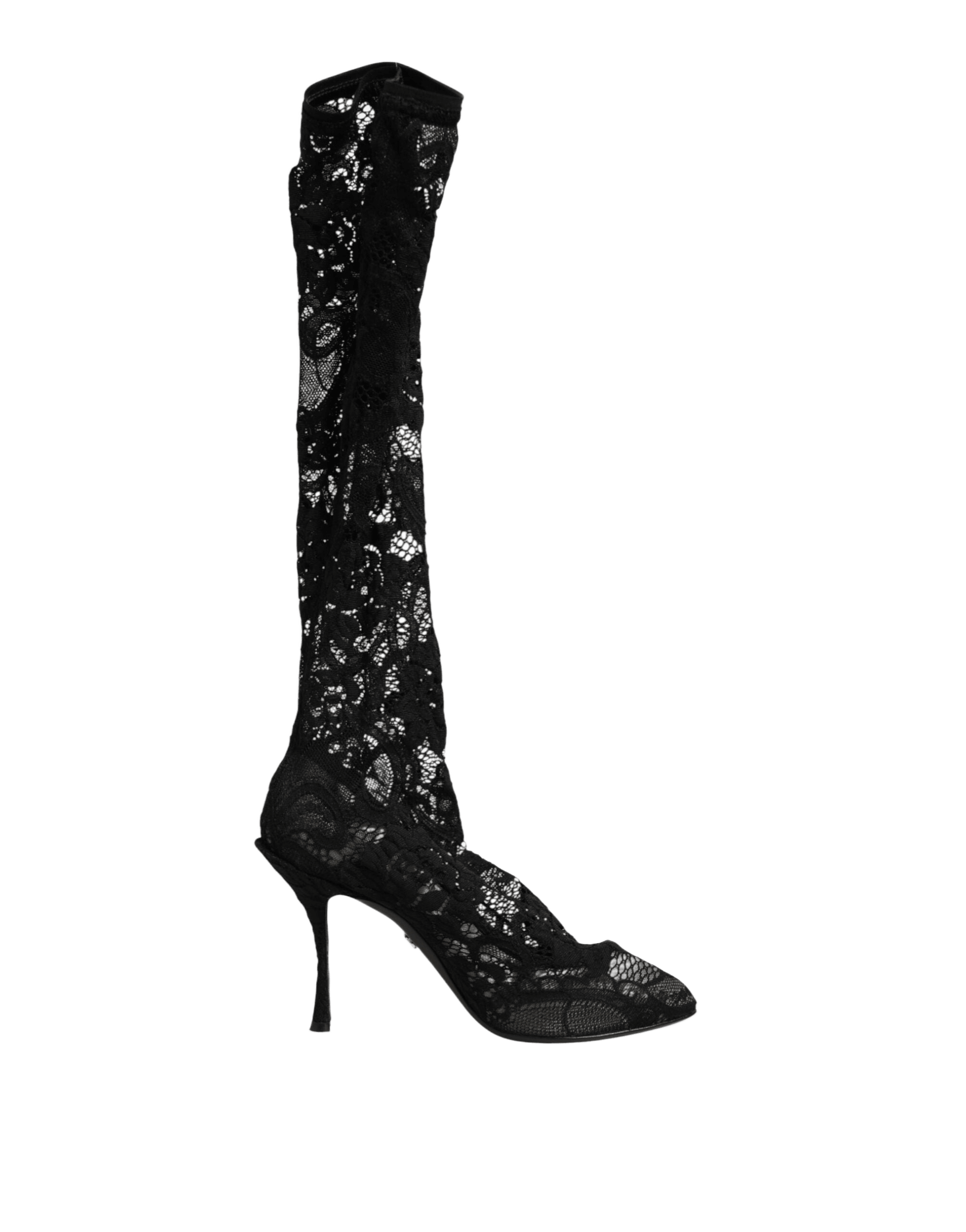 Dolce & Gabbana Black Lace Pumps Taormina Socks Boots Shoes Glam Steals