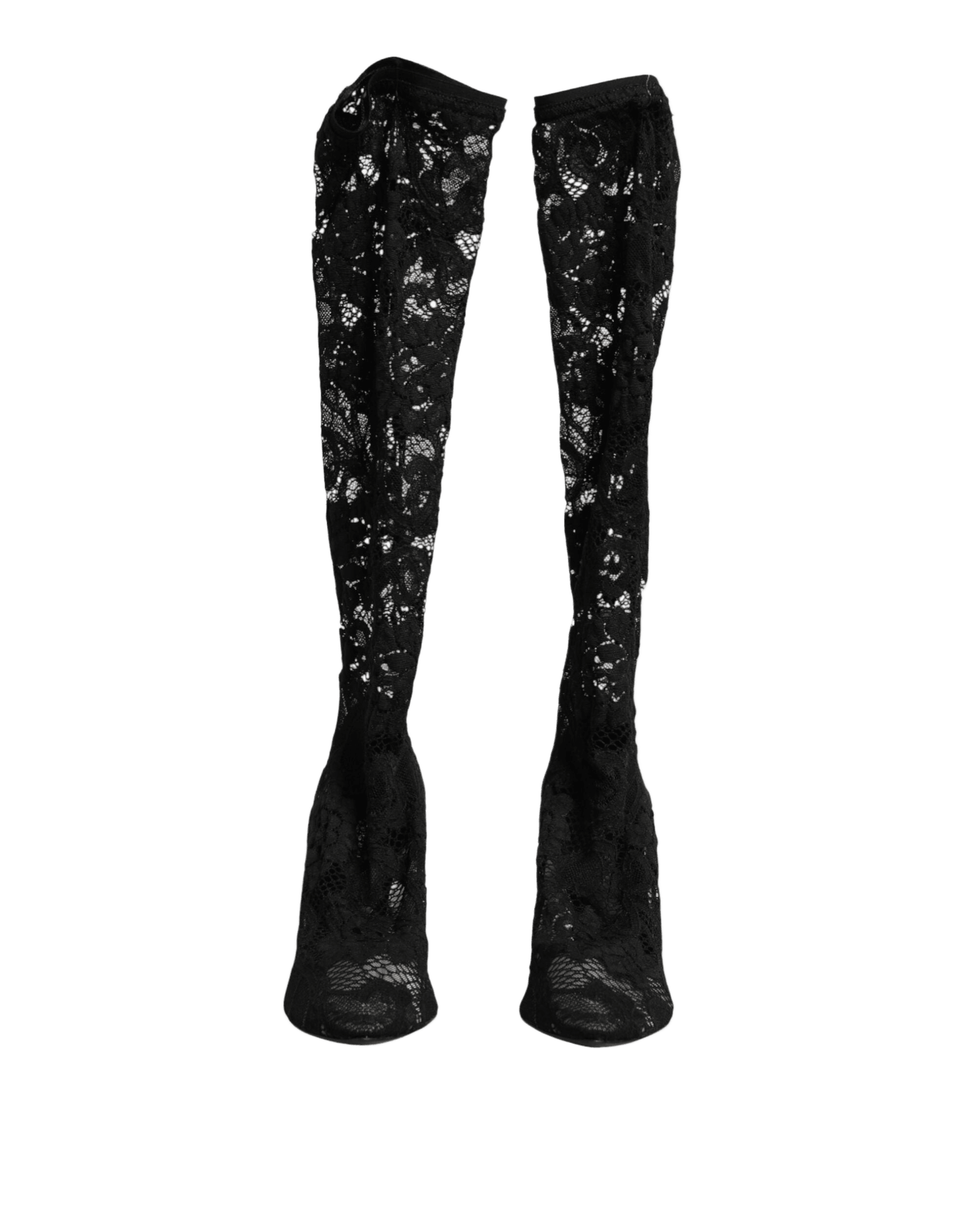 Dolce & Gabbana Black Lace Pumps Taormina Socks Boots Shoes Boots