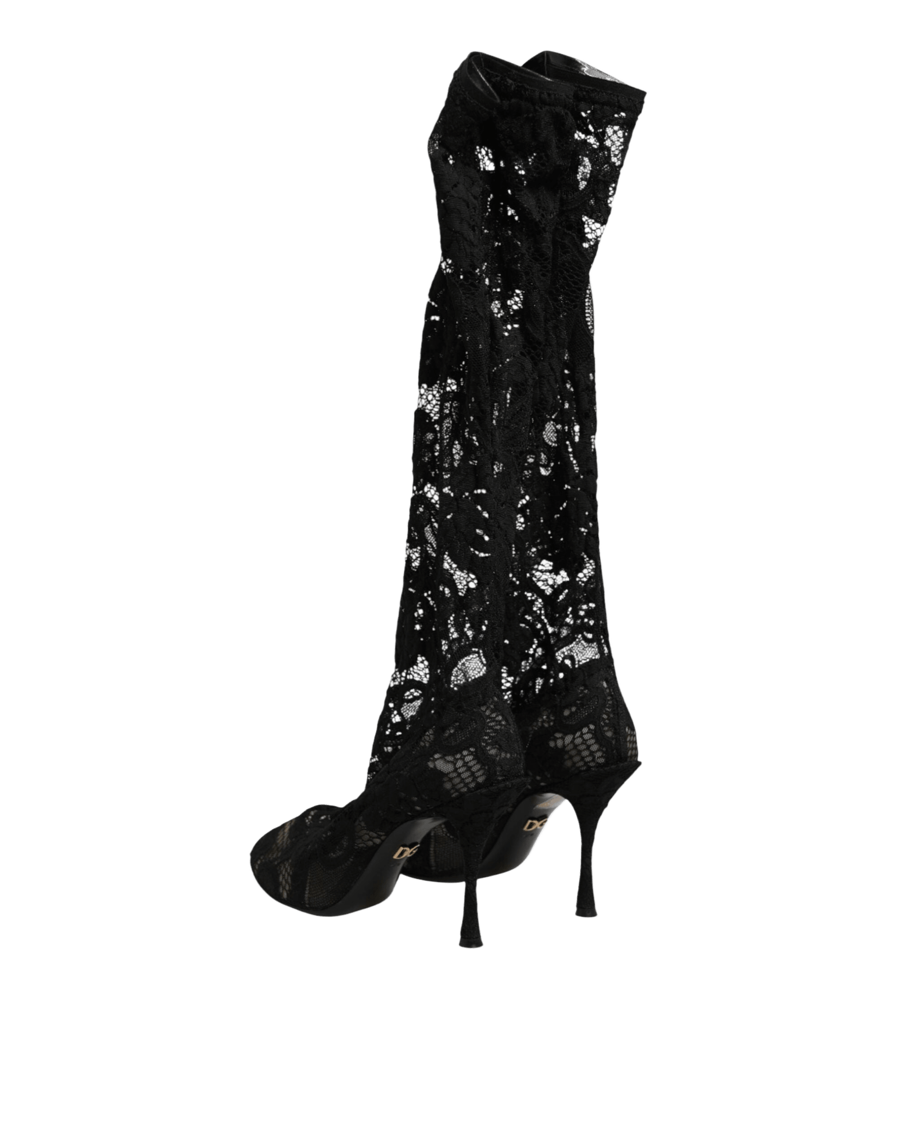 Dolce & Gabbana Black Lace Pumps Taormina Socks Boots Shoes Boots