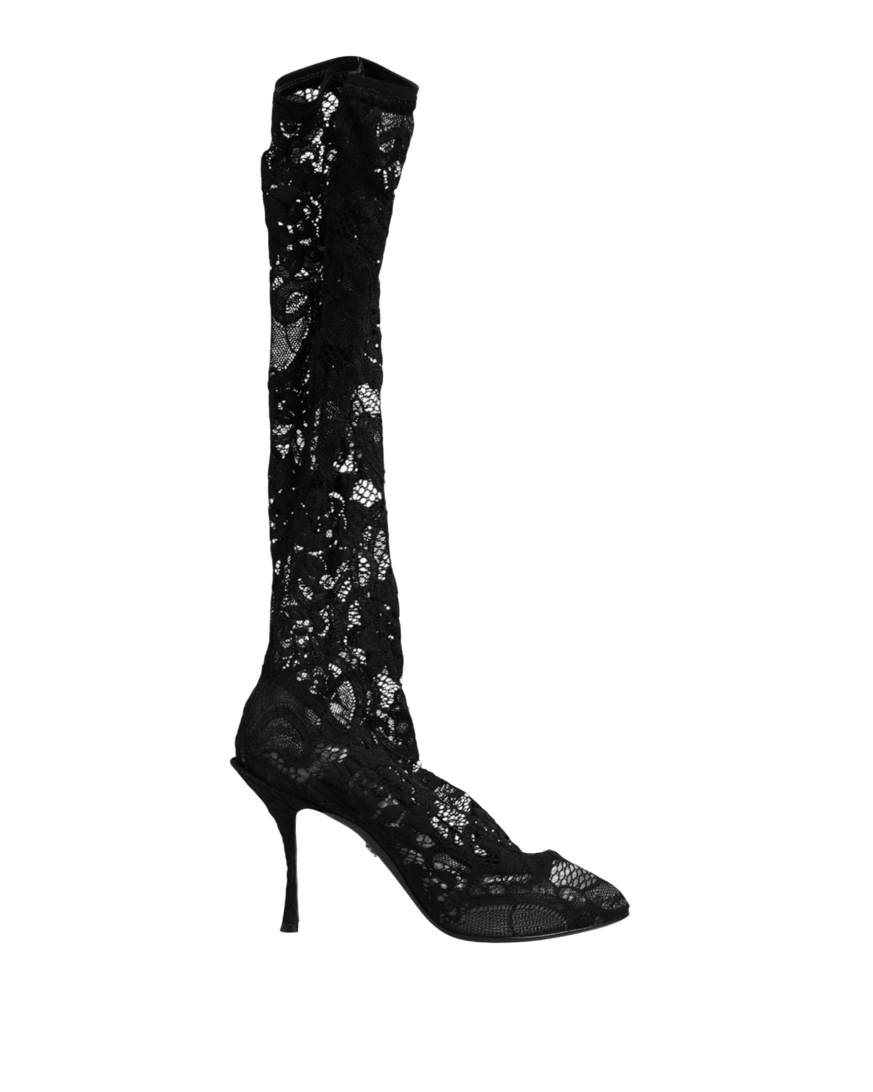Dolce & Gabbana Black Lace Pumps Taormina Socks Boots Shoes Boots